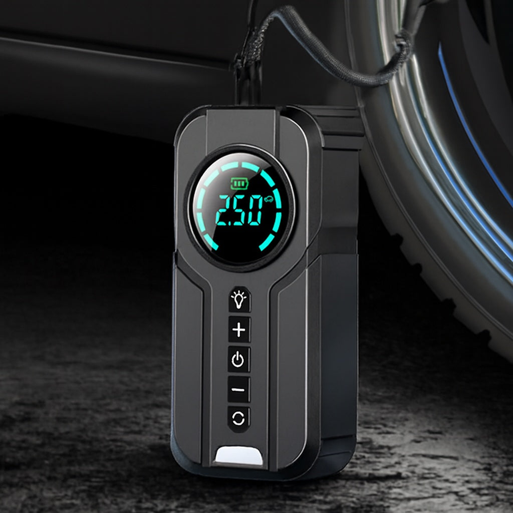 Draagbare Bandenpomp Compressor met LED-verlichting en Starthulp voor Auto – Compact en Efficiënt Pechhulp Apparaat
