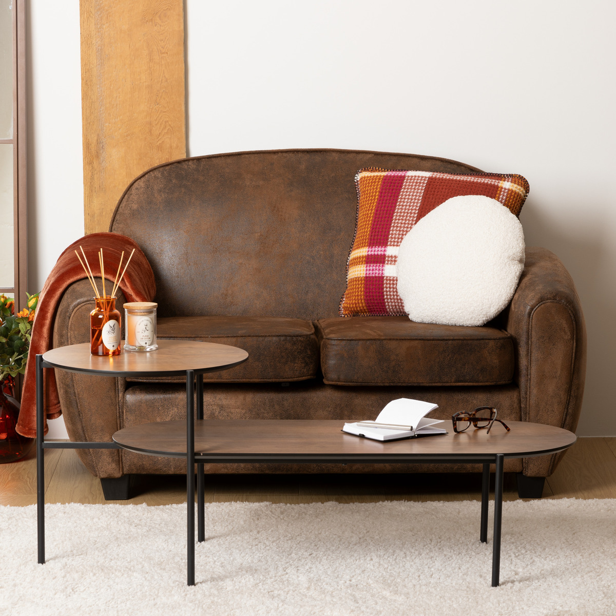 Club bench "Stanis" 2 seats, Brown