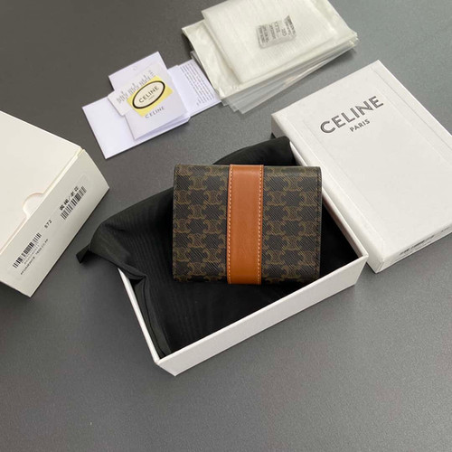 CELINE TRIOMPHE logo printed short trifold wallet