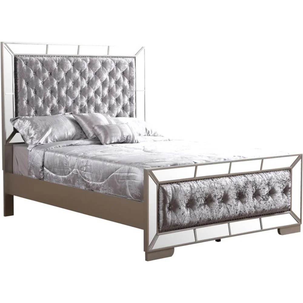 Home Square 2-Piece Set with Full Panel Bed & 5-Drawer Chest in Champagne
