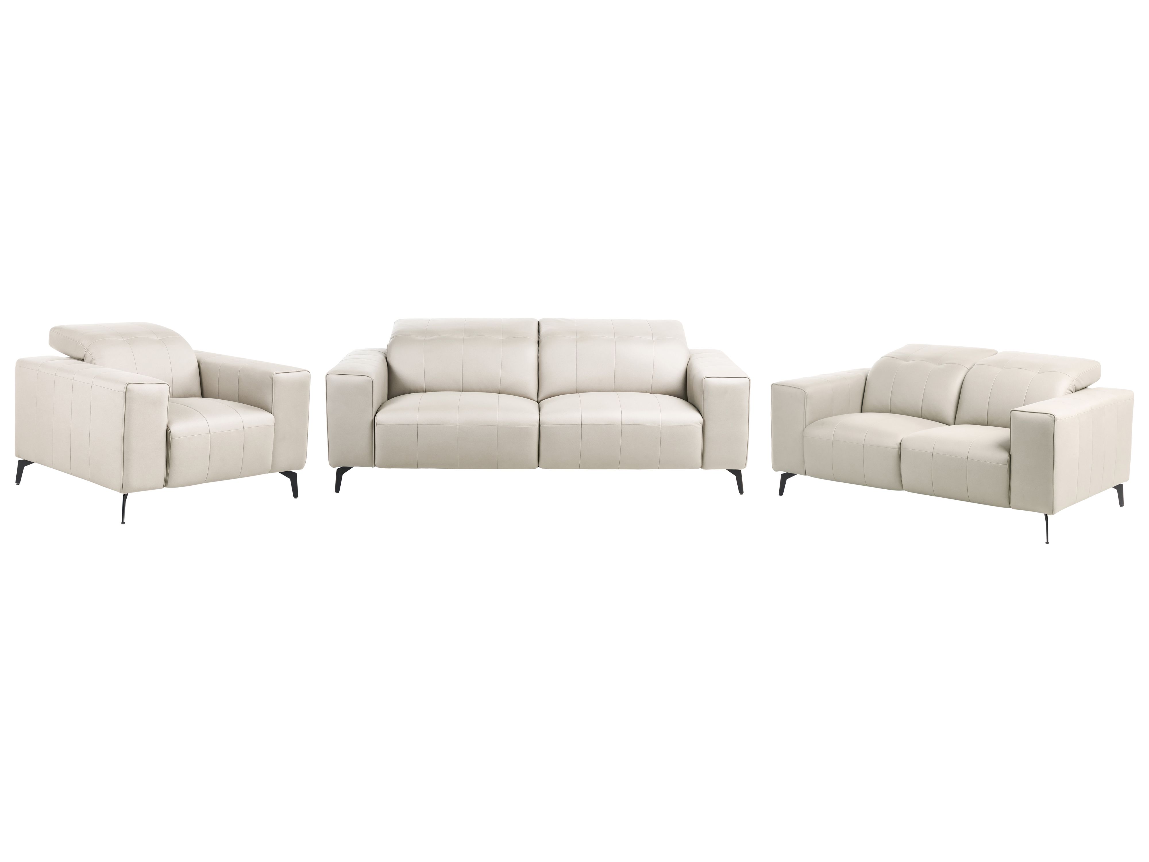 Living Room Set 6 Seater OMMEL Faux Leather Light Beige