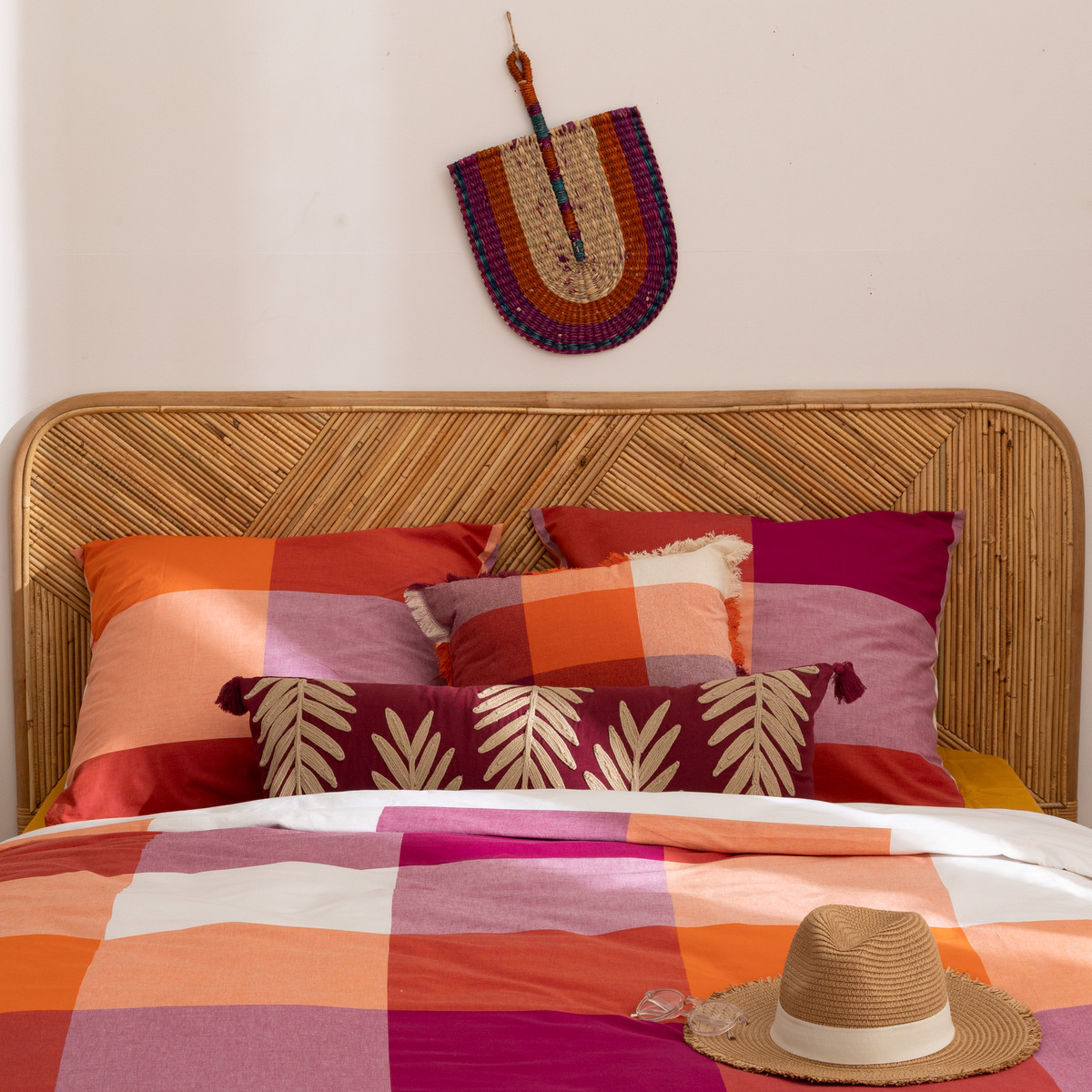 Headboard "Tanae" Rattan, Beige, 160x105 cm