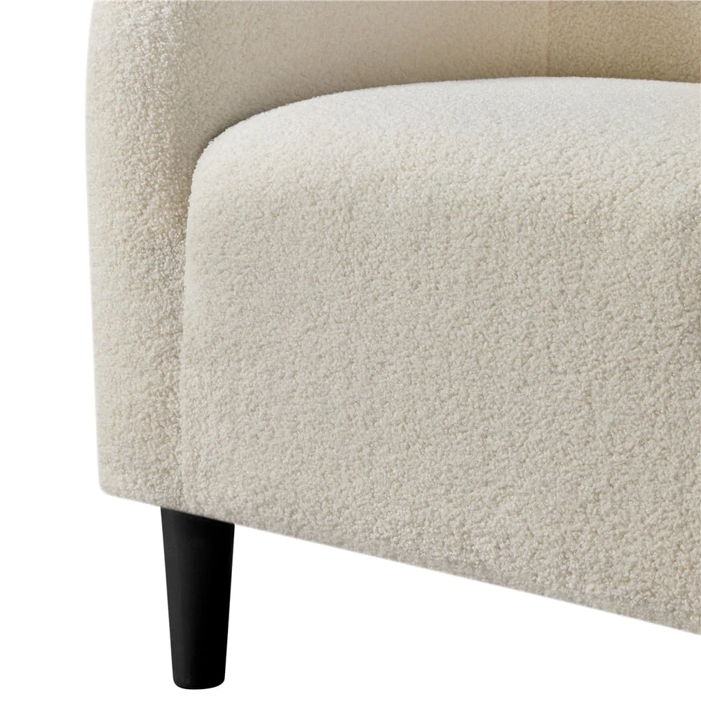 Topeakmart 2pcs Boucle Club Chair Accent Barrel Chair Upholstered Arm Chair, Ivory - Image 11