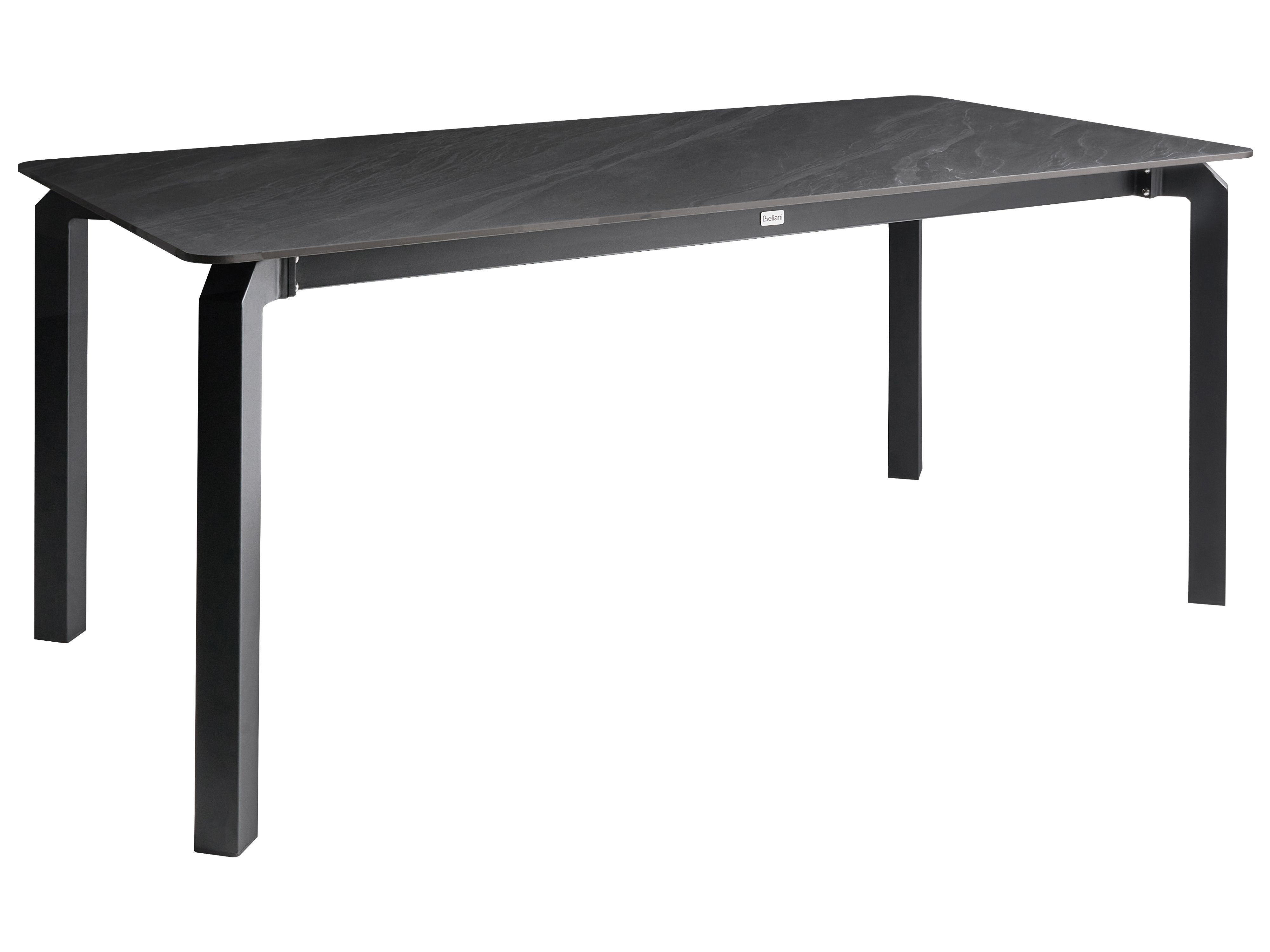 Garden Dining Table FELETTO 180 cm 90 cm Stone Black Marble