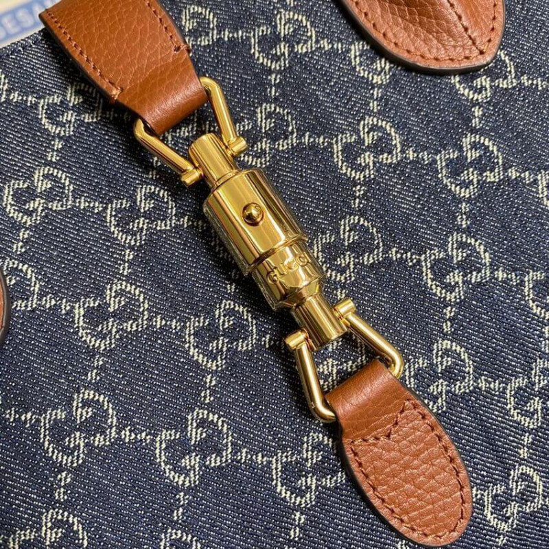 Replica Gucci Jackie 1961 Medium Tote Bag In Blue Denim 6490161:1High-quality replica