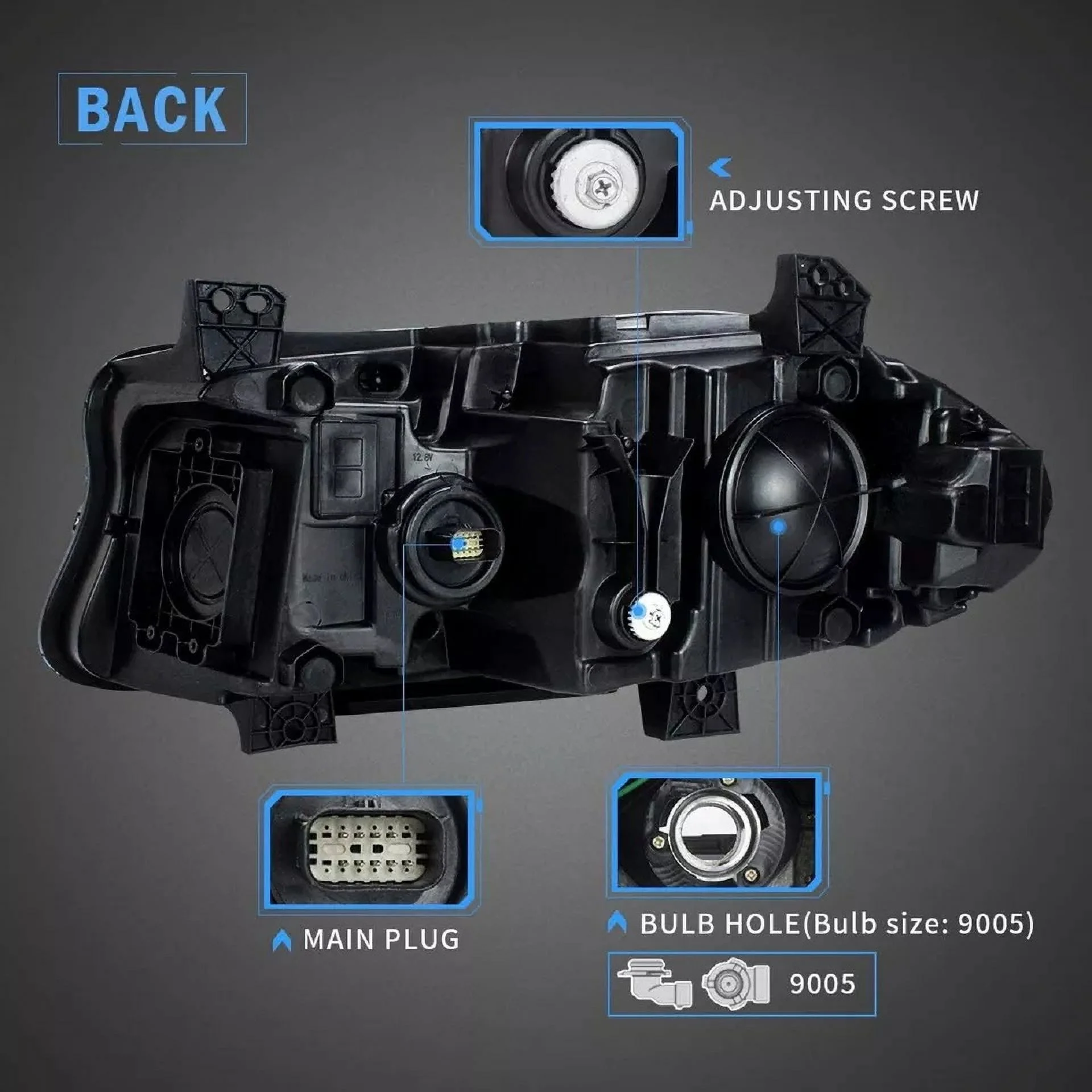 VLAND for Dodge Charger 2011 2012 2013 2014 Dual Beam Projector Headlights Replacement Assembly - Image 38