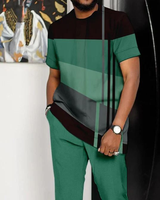 Men's Casual Colorblock Walking Suit-026