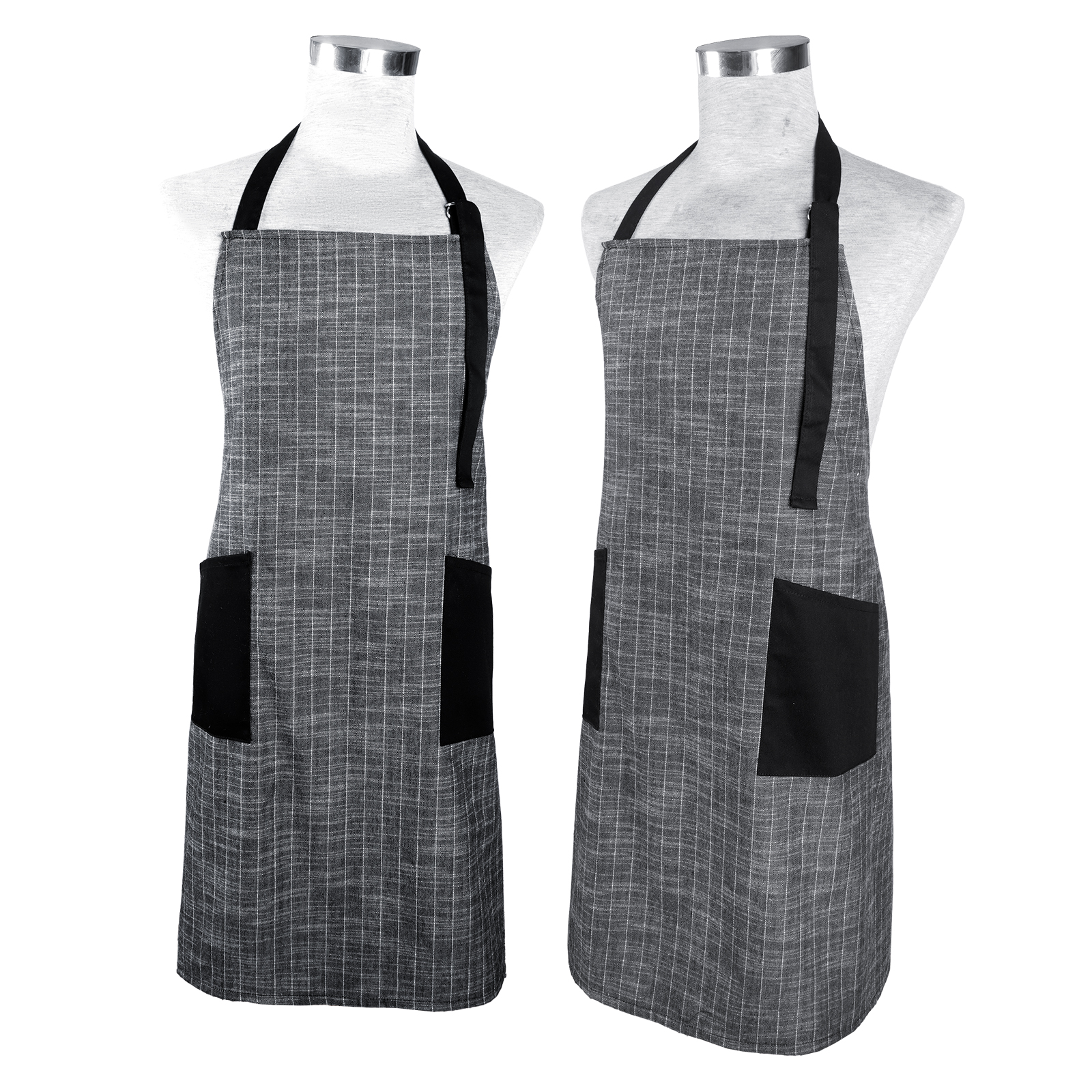 Cotton Linen Reusable Washable Server Kitchen Logo Short Body Half Aprons Custom 3 Pocket Waiter Beige Waist Apron