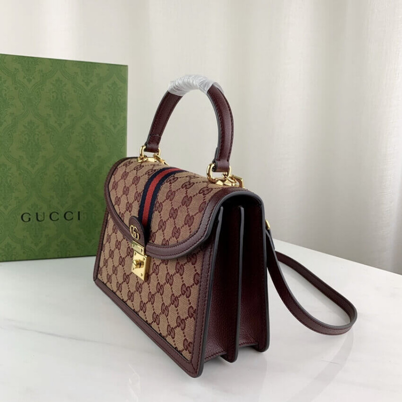 Replica Gucci Ophidia Small Top Handle Bag With Web 651055 Burgundy1:1High-quality replica
