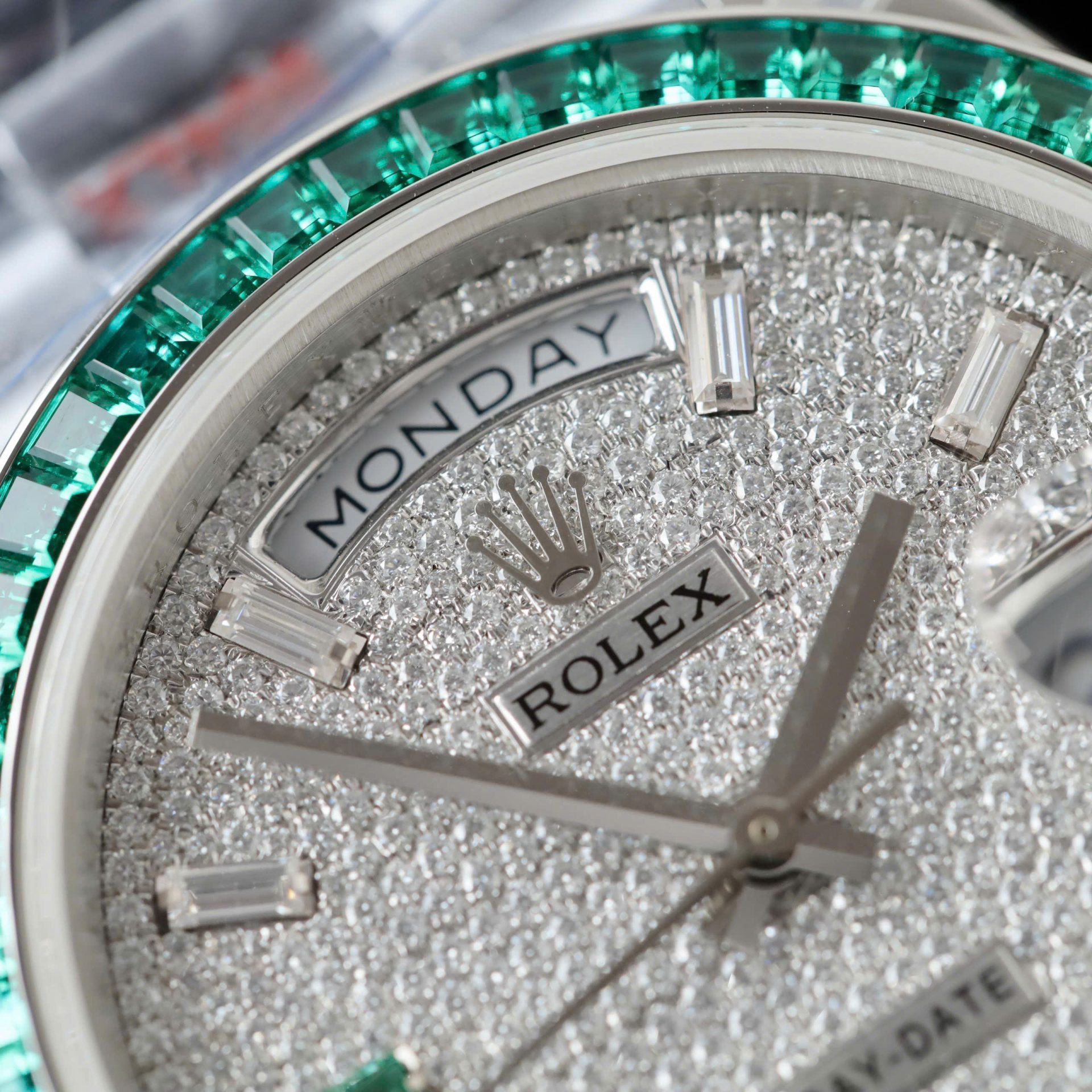 Rolex Day-Date Men Replica Watch Diamonds Moissanite + Sapphire Baguette Custom 40mm - Top club