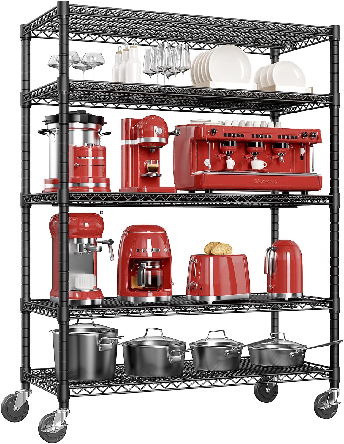 IZEUK Garage Shelving Wide Storage Shelves 5 Tier Metal Shelves 4000 LBS Heavy Duty Adjustable Utility Shelf Rack Black 23.6