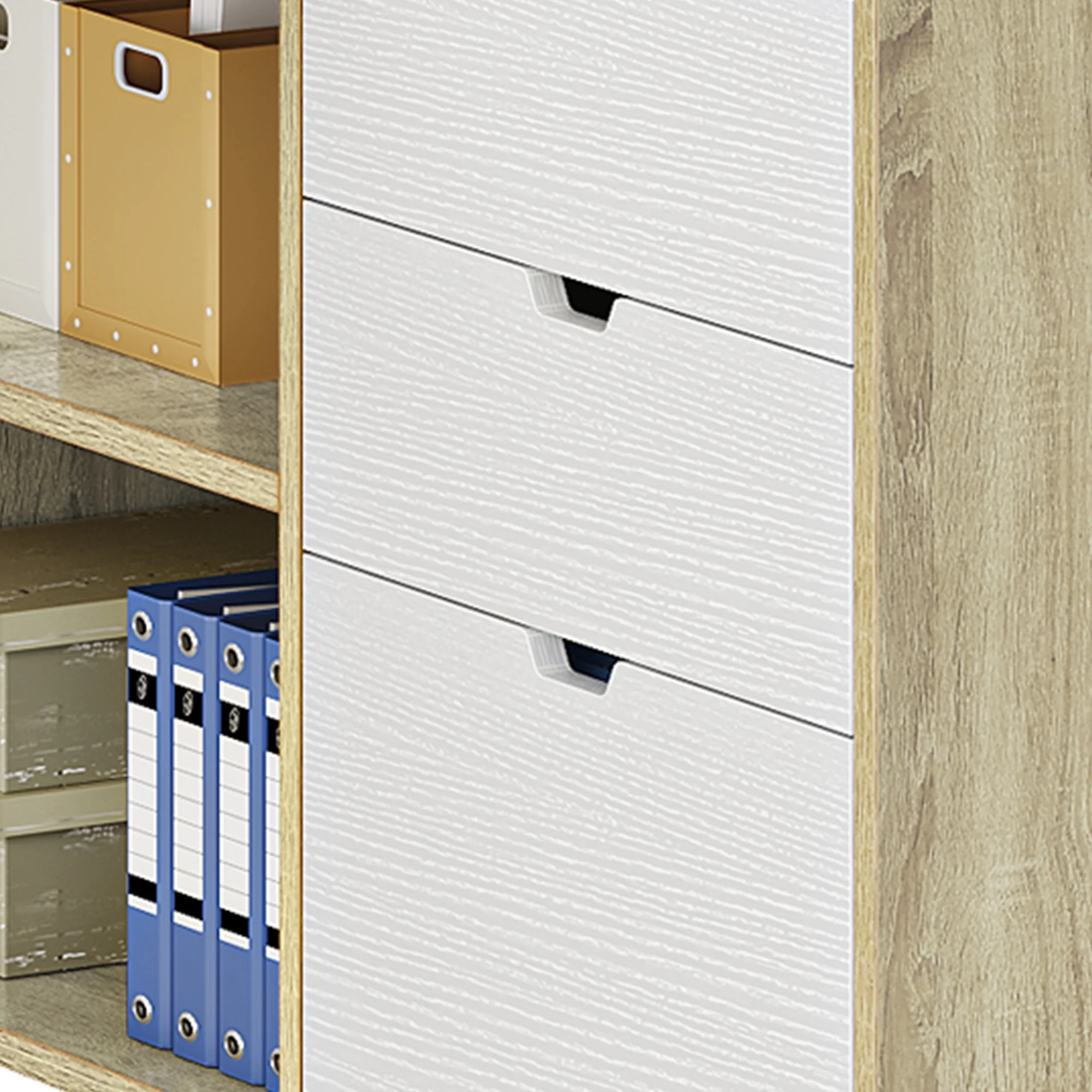 Dextrus L Shaped Desk with Power Outlets & LED Lights, Computer Desk with 3 Drawers and 3 Storage Shelves, White Office Desk Corner Desk for Home Office - Image 23