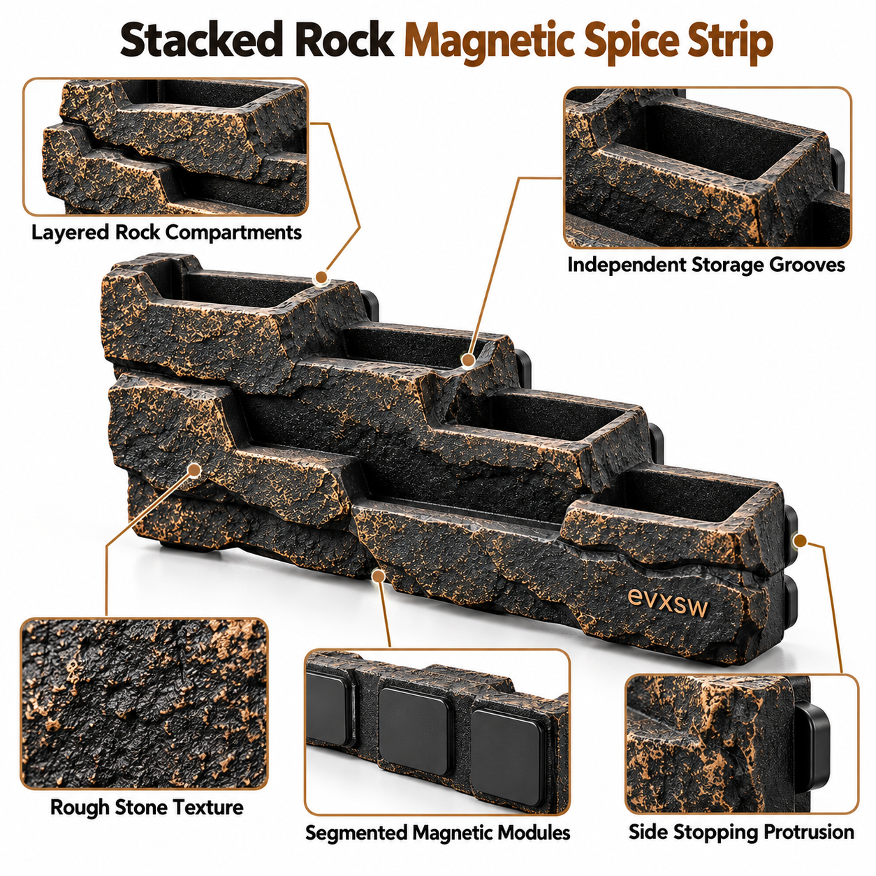 Stacked Rock Magnetic Spice Strip