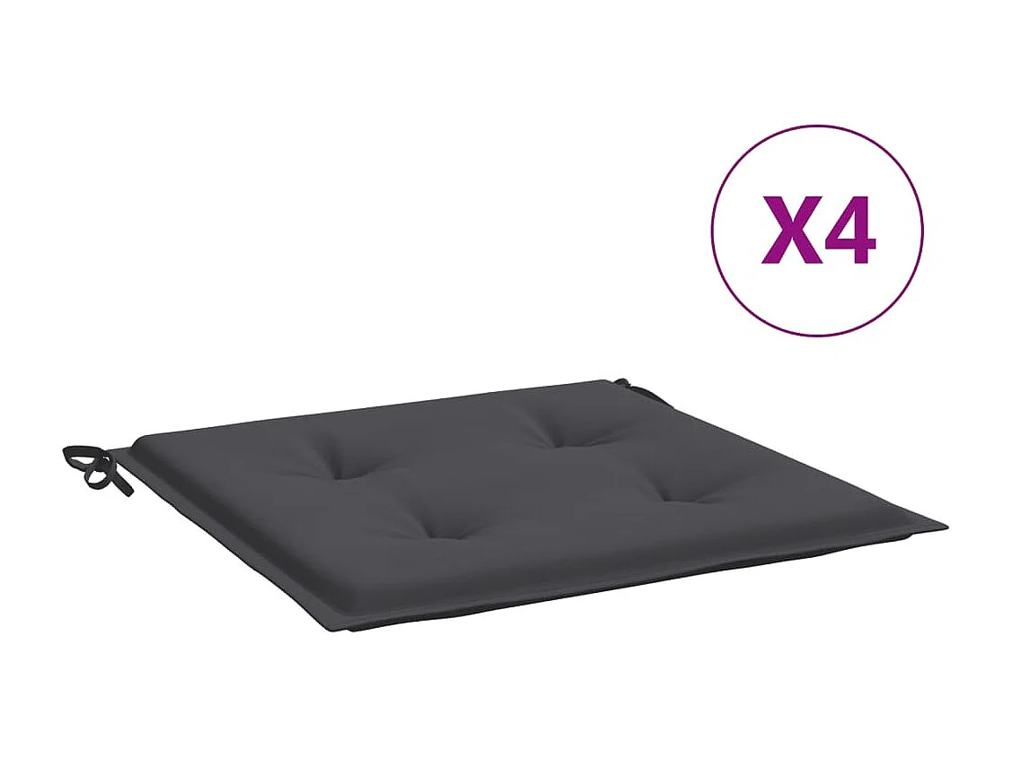 Coussins de chaise de jardin lot de 4 anthracite 50x50x3 cm