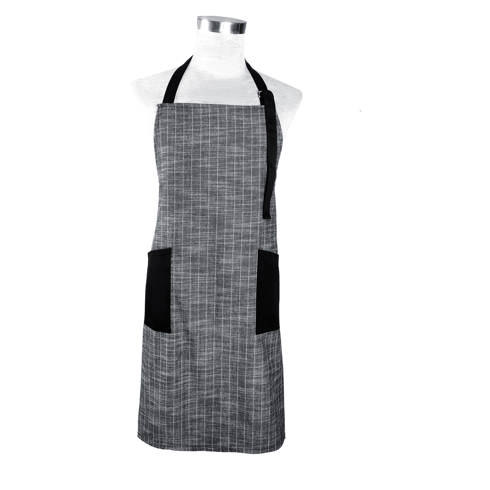 Cotton Linen Reusable Washable Server Kitchen Logo Short Body Half Aprons Custom 3 Pocket Waiter Beige Waist Apron