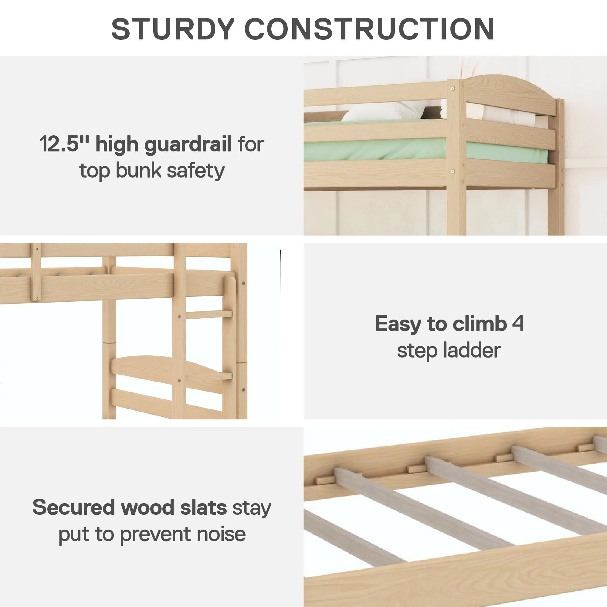 Better Homes & Gardens Leighton Solid Wood Twin-over-Twin Convertible Bunk Bed, Vanilla - Image 42