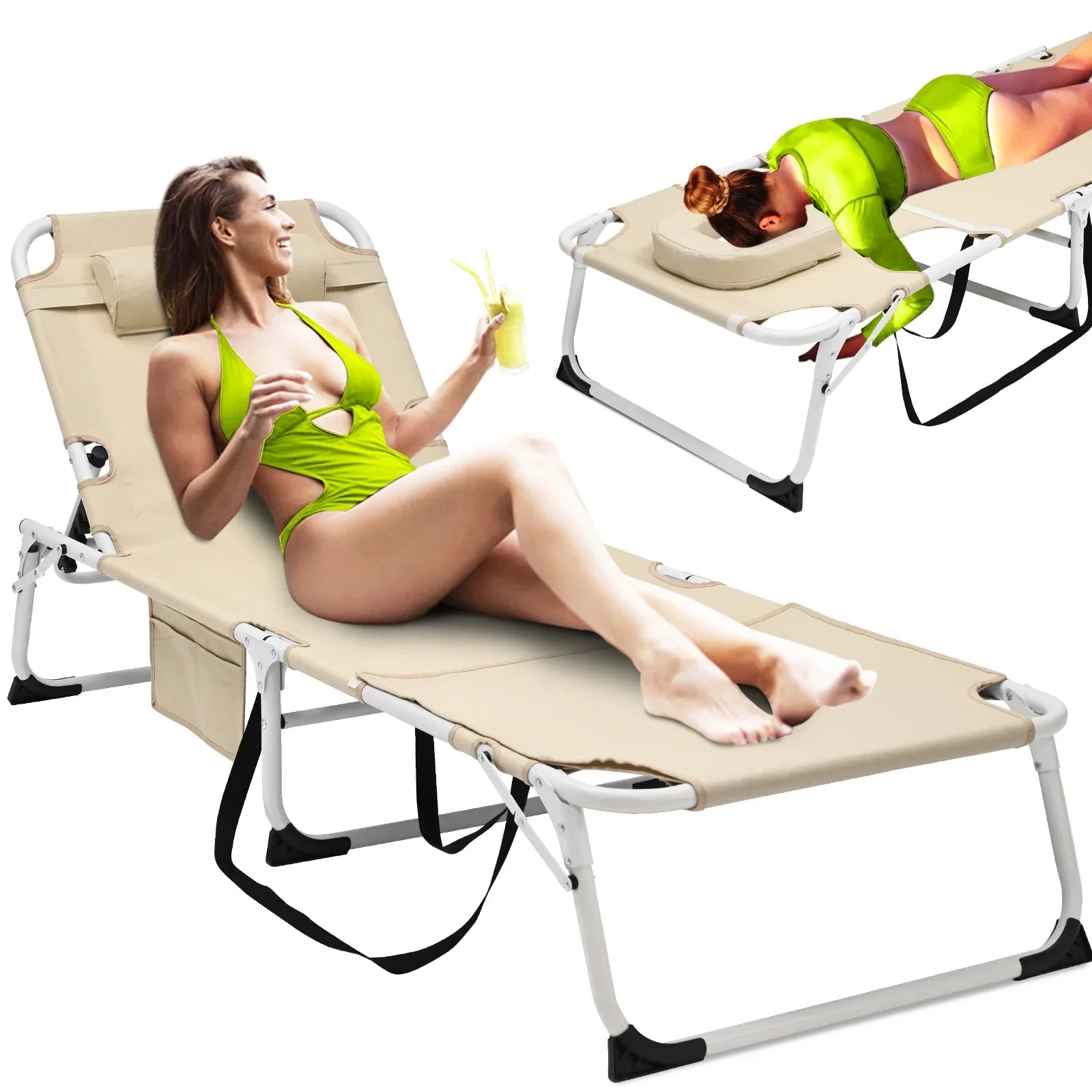 Slsy 5-Position Adjustable Folding Lounge Chair And Cot - 75.2" x 25.6" x 11.8" - Image 94 Slsy 5-Position Adjustable Folding Lounge Chair And Cot - 75.2" x 25.6" x 11.8" - Image 94