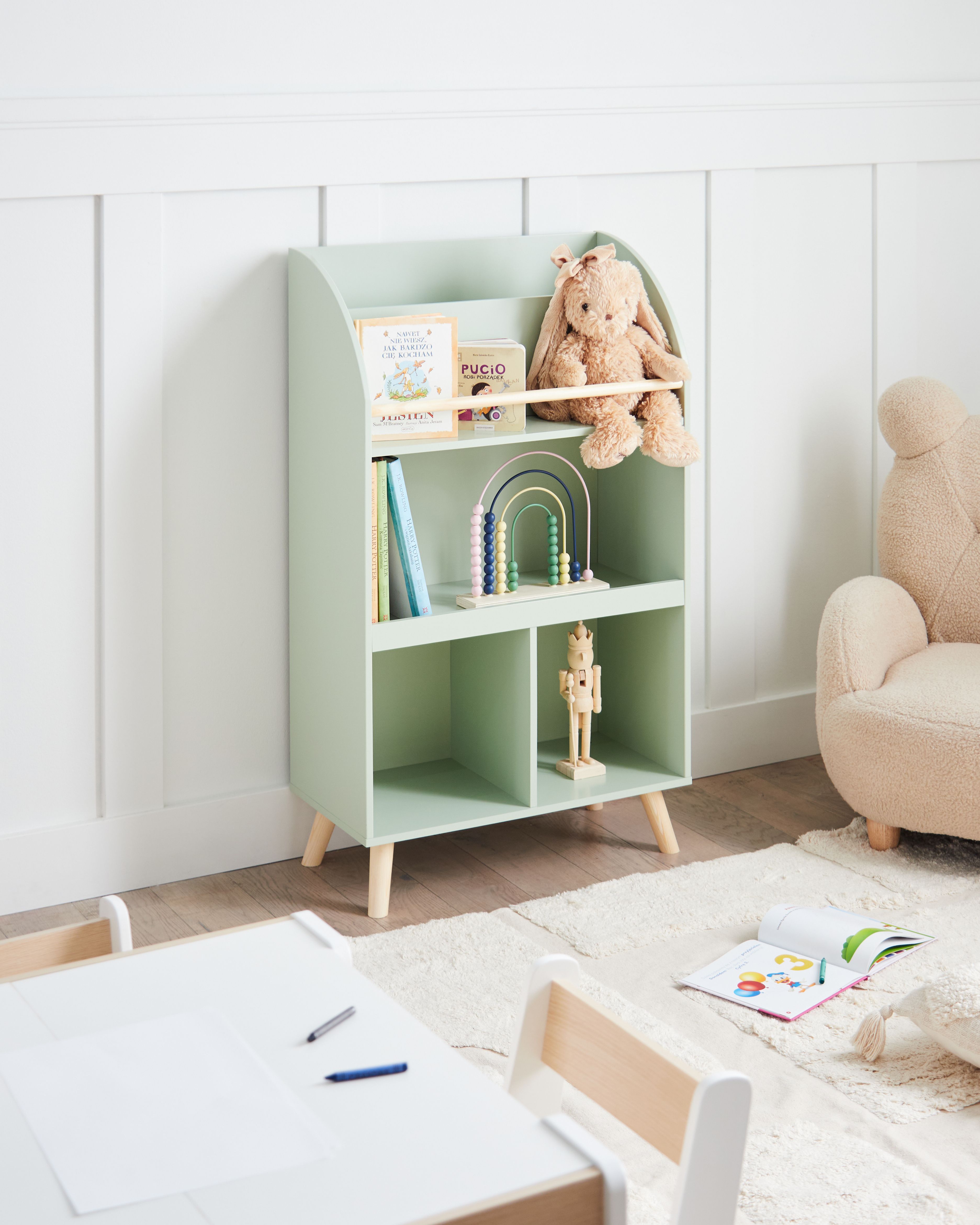 3 Tier Bookcase LILOET 102 cm Light Green