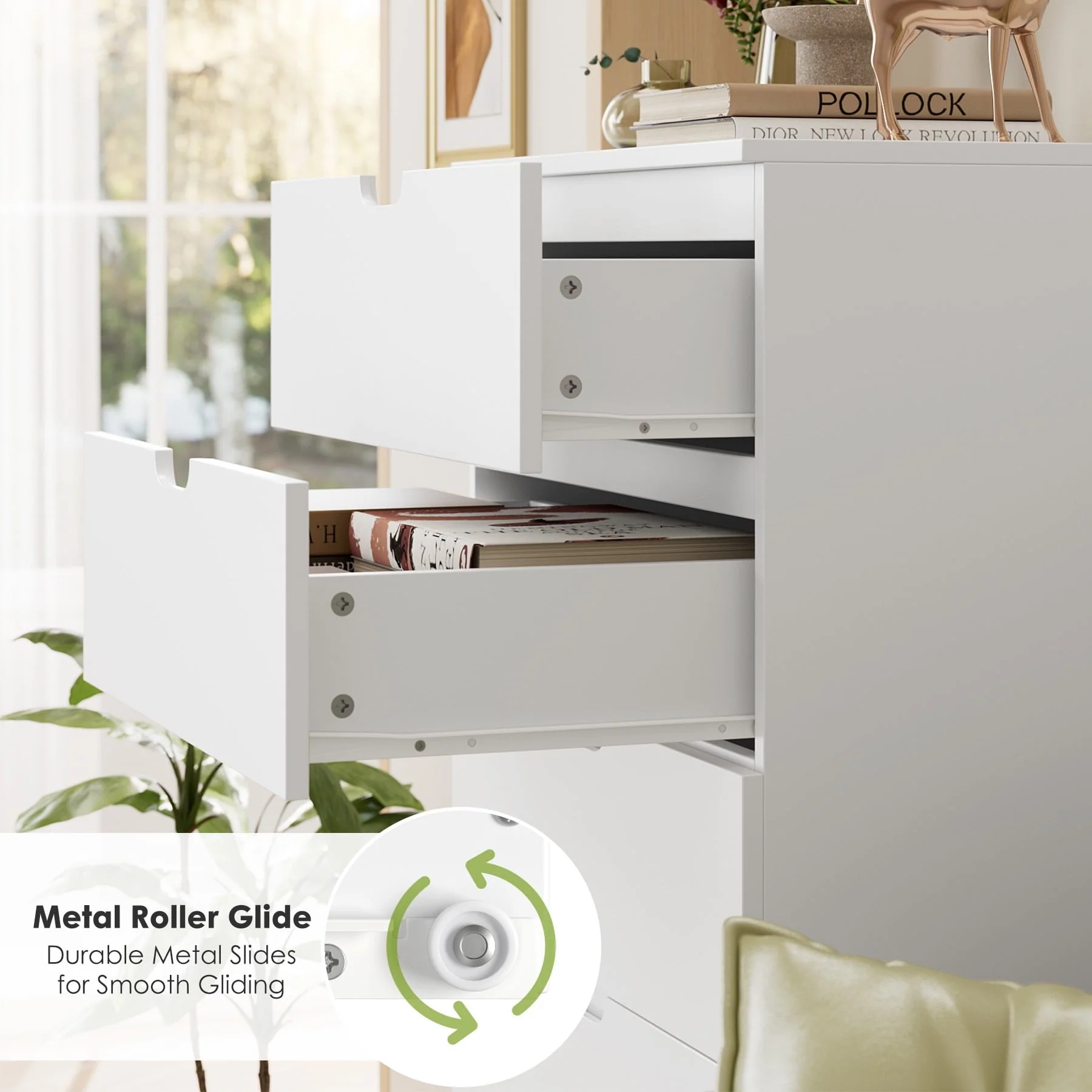 Homfa 6 Drawers Dresser, 47"H White Dresser, Modern Chest with Drawer for Bedroom - Image 4