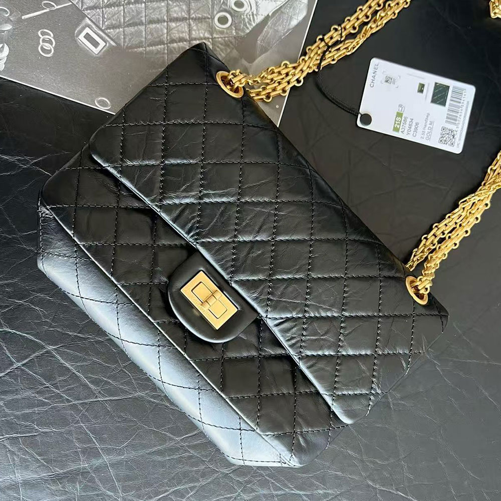 Chanel 2.55 Black Aged Calfskin Handbag1:1High-quality replica