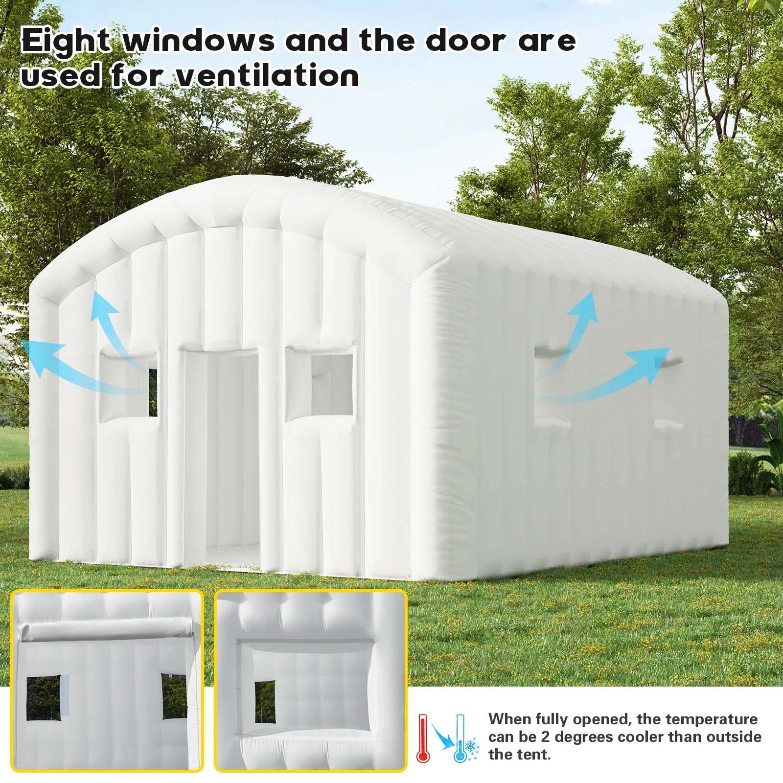 EROMMY Inflatable Nightclub 20x16.5x12 Ft, Inflatable Party Tent with 950w Blower, Inflatable Club Tent for Birthday Party Wedding Backyard Rental Business, Black - Image 12