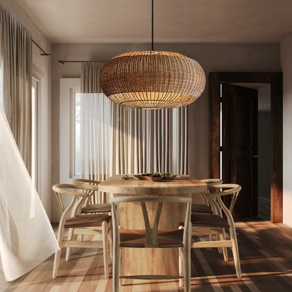 Arturesthome Rattan chandelier retro Japanese style wabi-sabi style bamboo pendant light