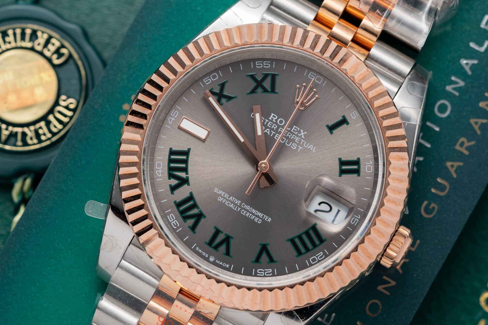 Rolex Best Replica Watch DateJust Rose Gold Wrapped Wimbledon Dial GM Factory 41mm - Elite Watch Atelier