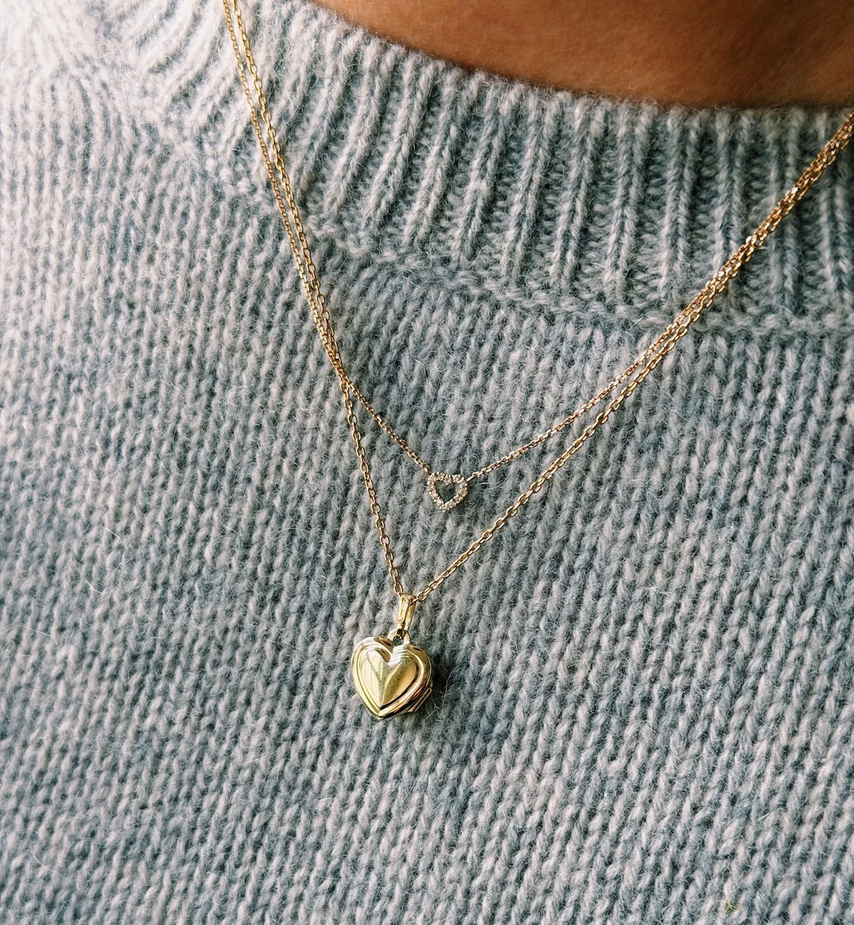 Diamond Heart Pendant Necklace 14K