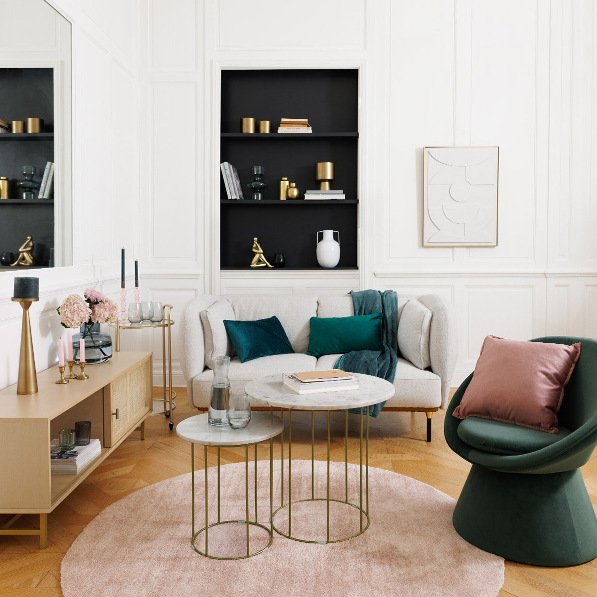 Nesting tables White, marble tray