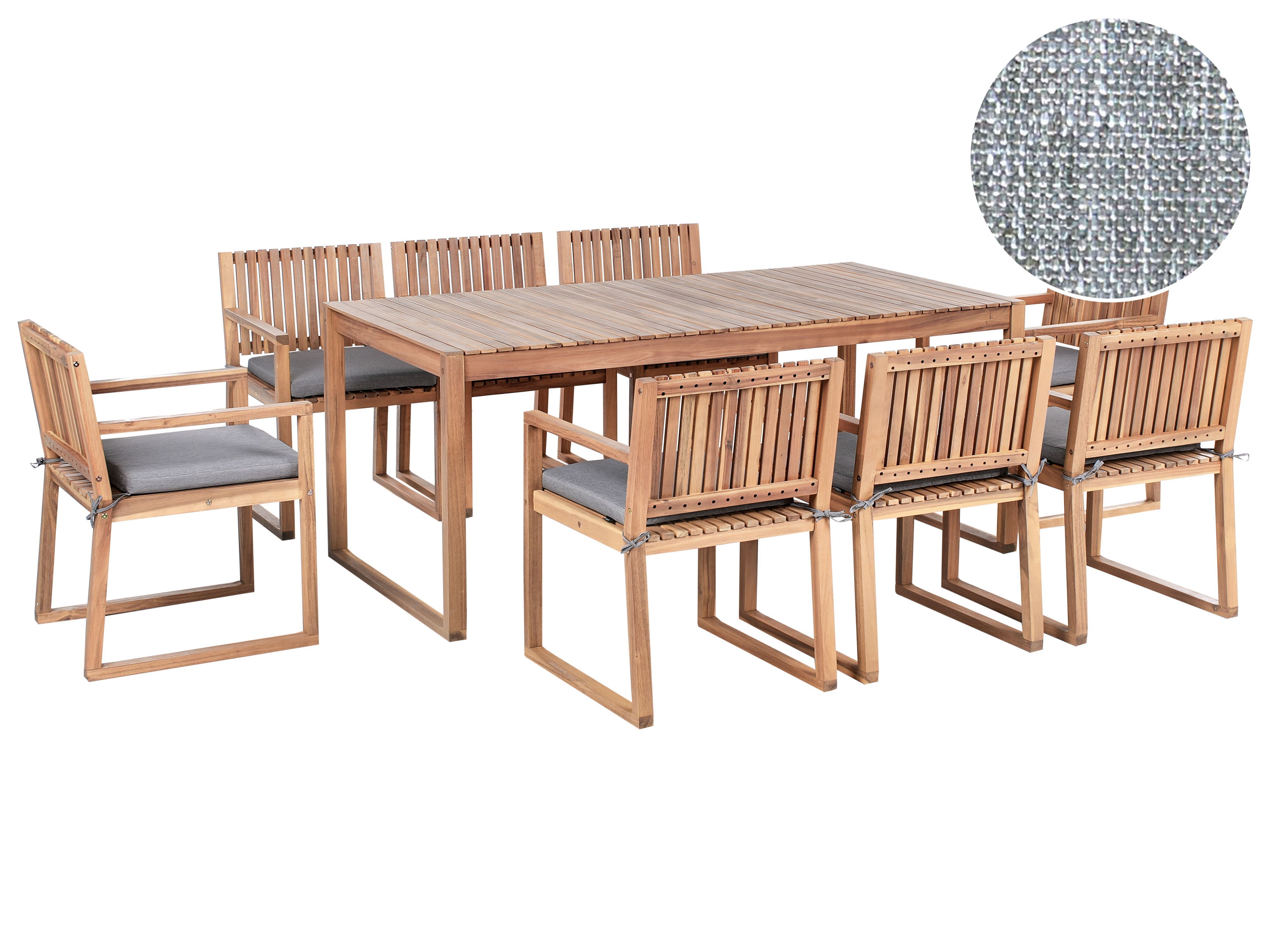 Garden Dining Set 8 Seater SASSARI PREMIUM with Cushions Certified Acacia Wood Grey Melange