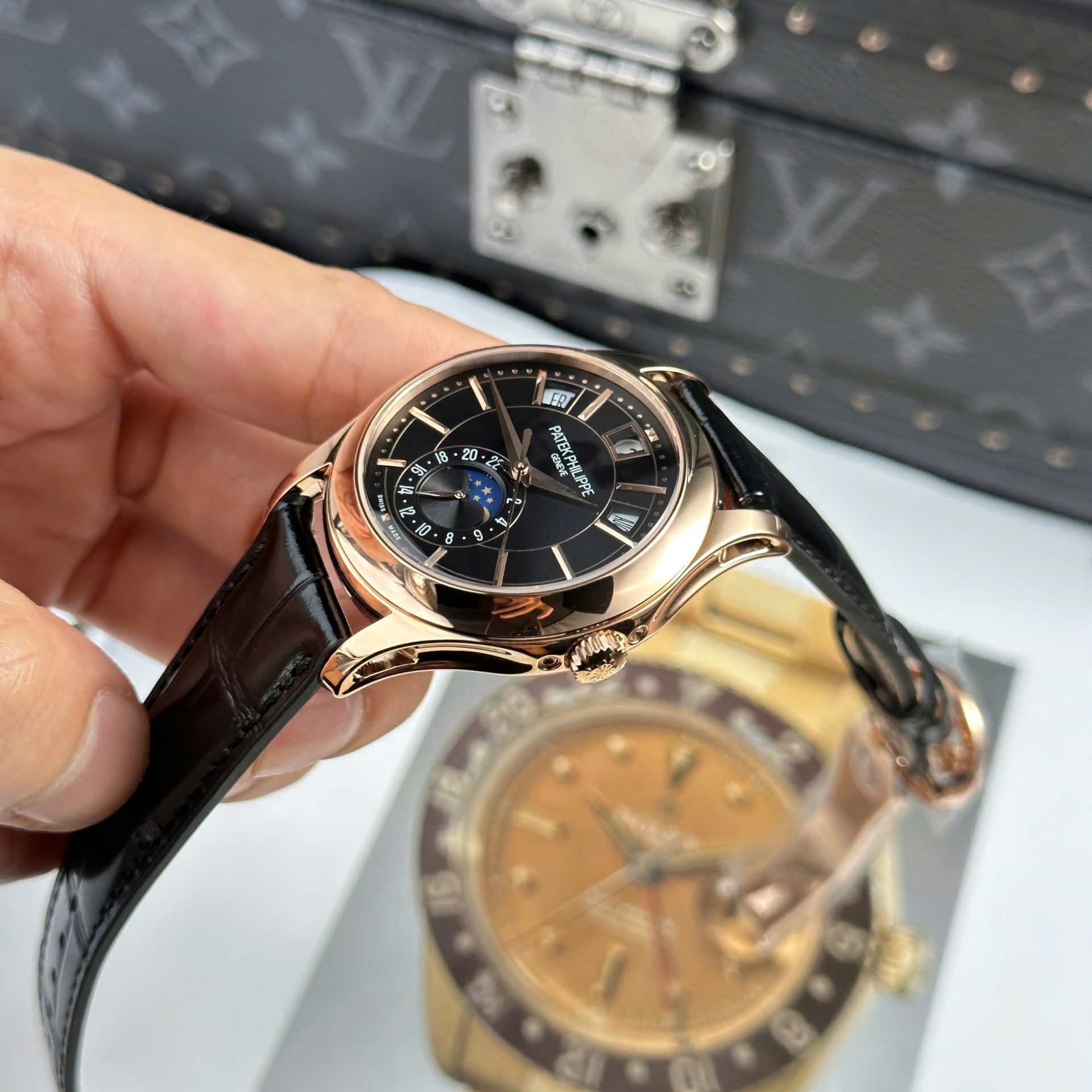 Patek Philippe Complications 5205R Replica Watch Black Dial Rose Gold 40mm - Top club