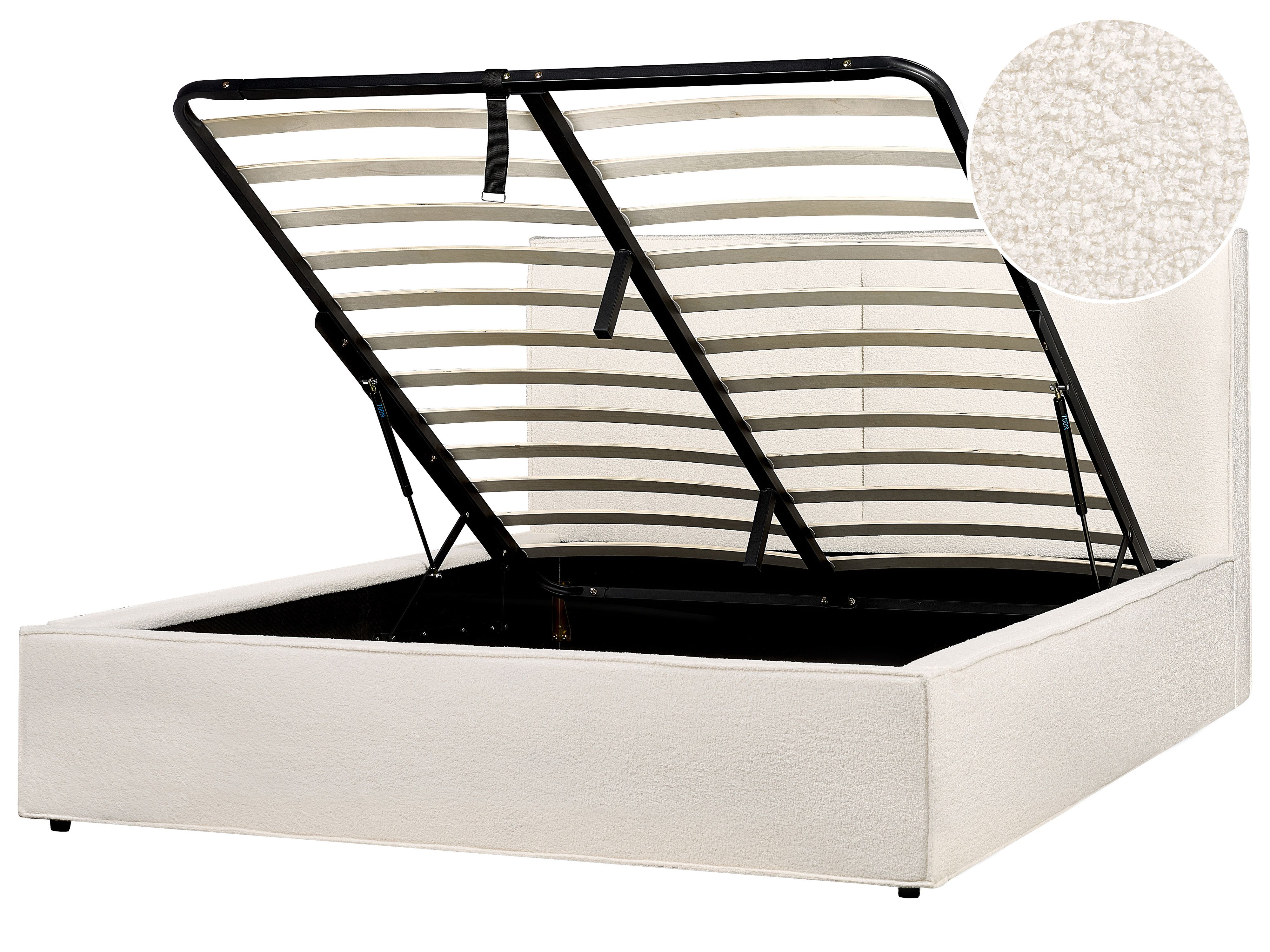 Ottoman Bed Boucle MOISSAC 160 x 200 cm (EU King Size) Off-White