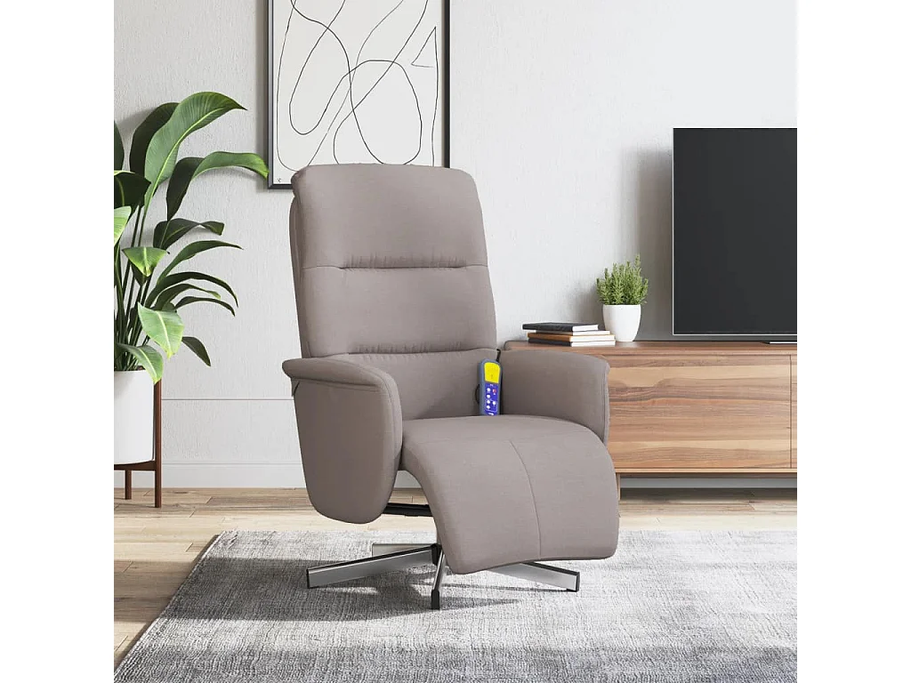 Fauteuil inclinable de massage avec repose-pieds taupe tissu SHL3135