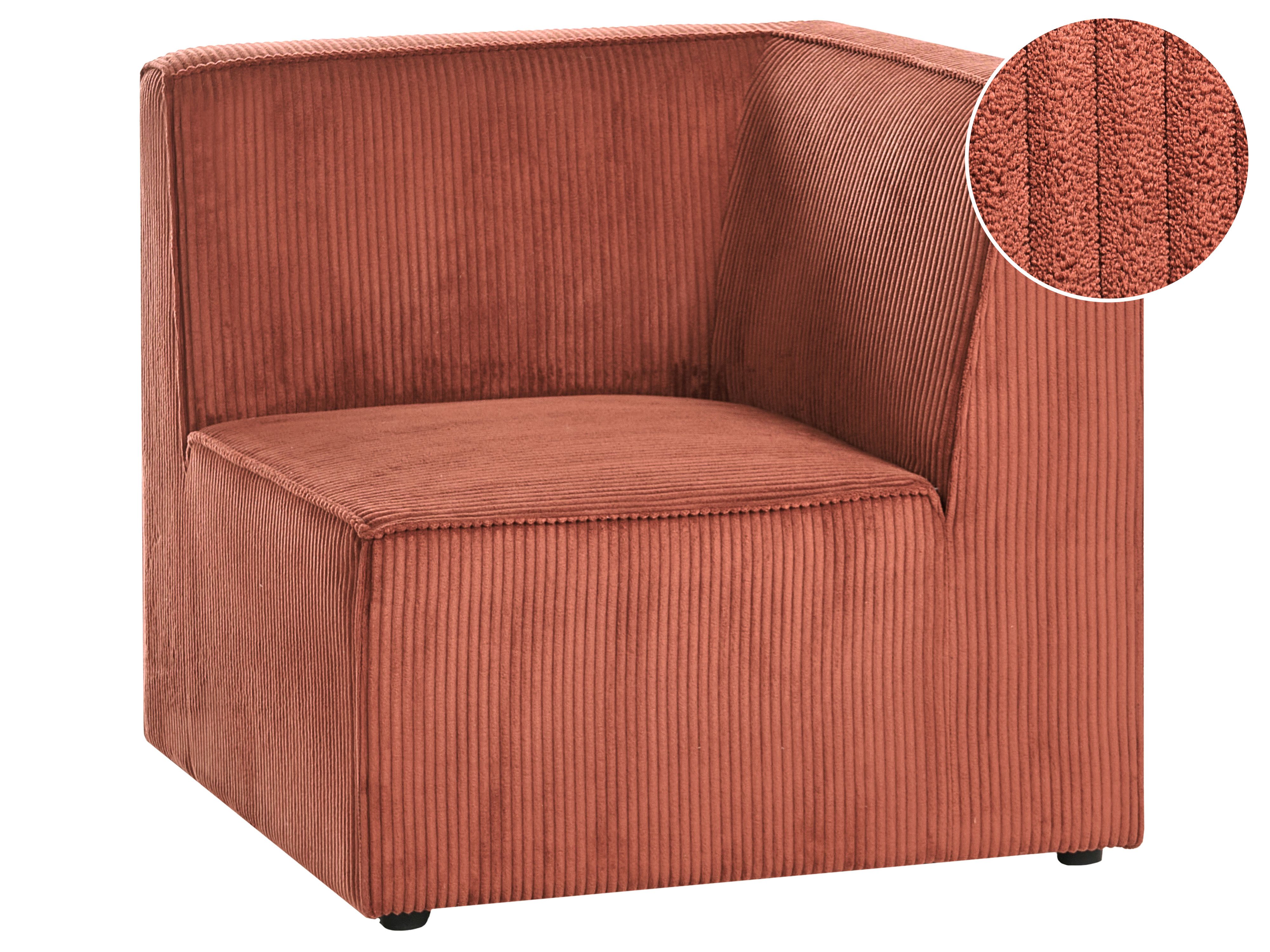 Corner Seat LEMVIG Corduroy Golden Brown Right Hand