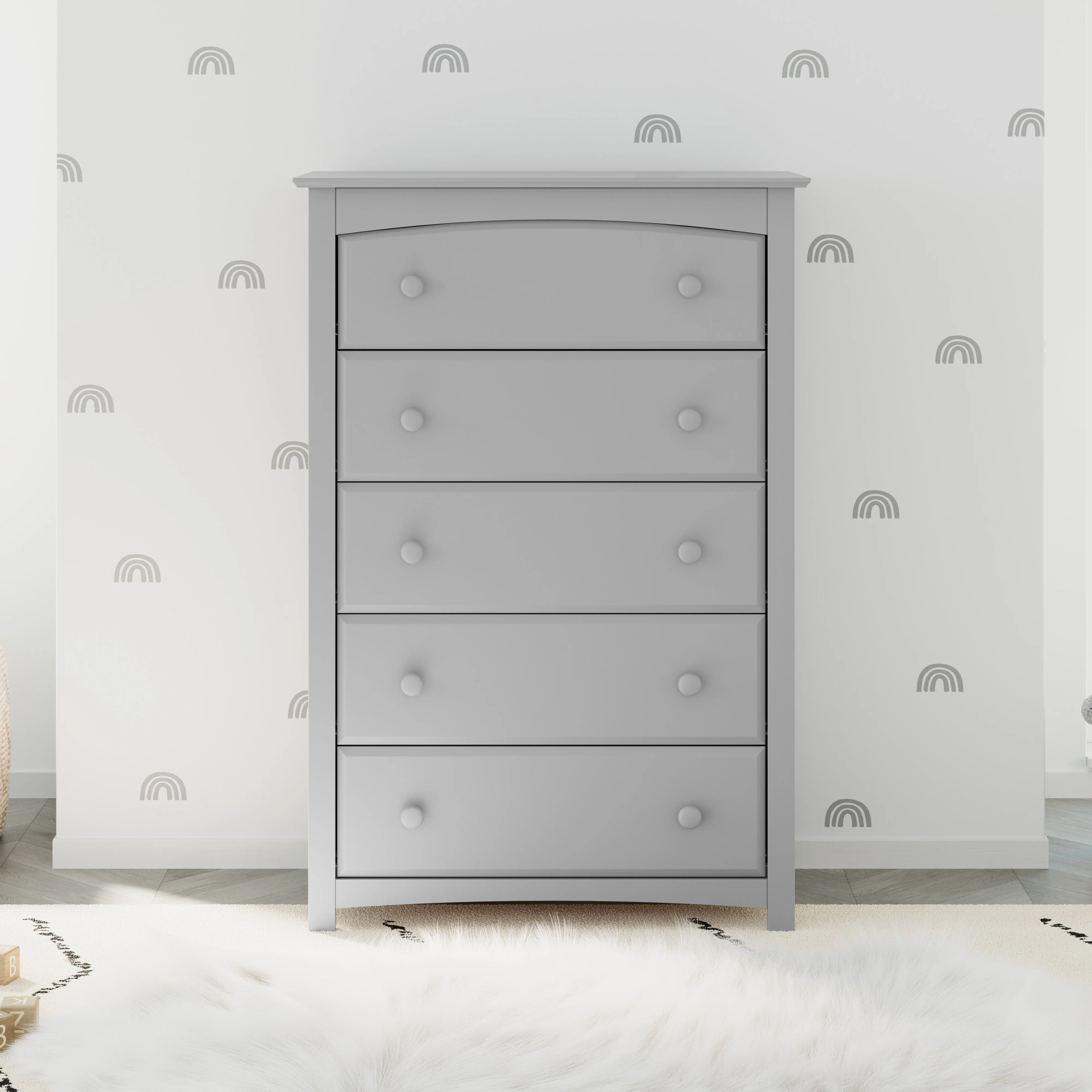 Storkcraft Kenton 5 Drawer Nursery Dresser, Pebble Gray
