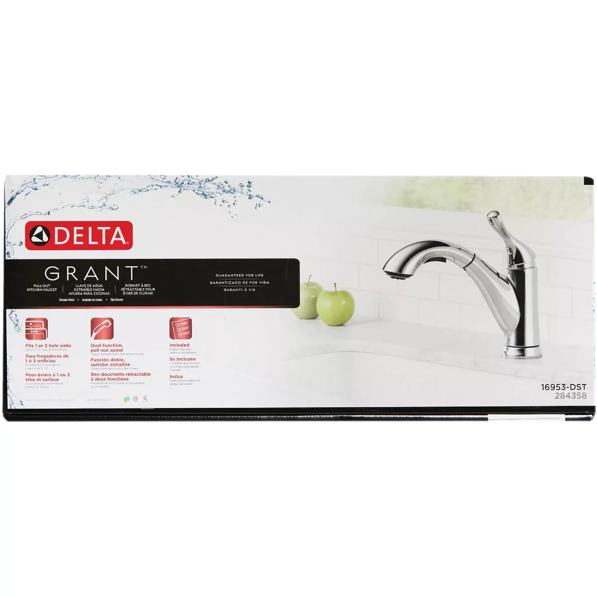 Delta Grant 1-Handle Lever Pull-Out Kitchen Faucet, Chrome