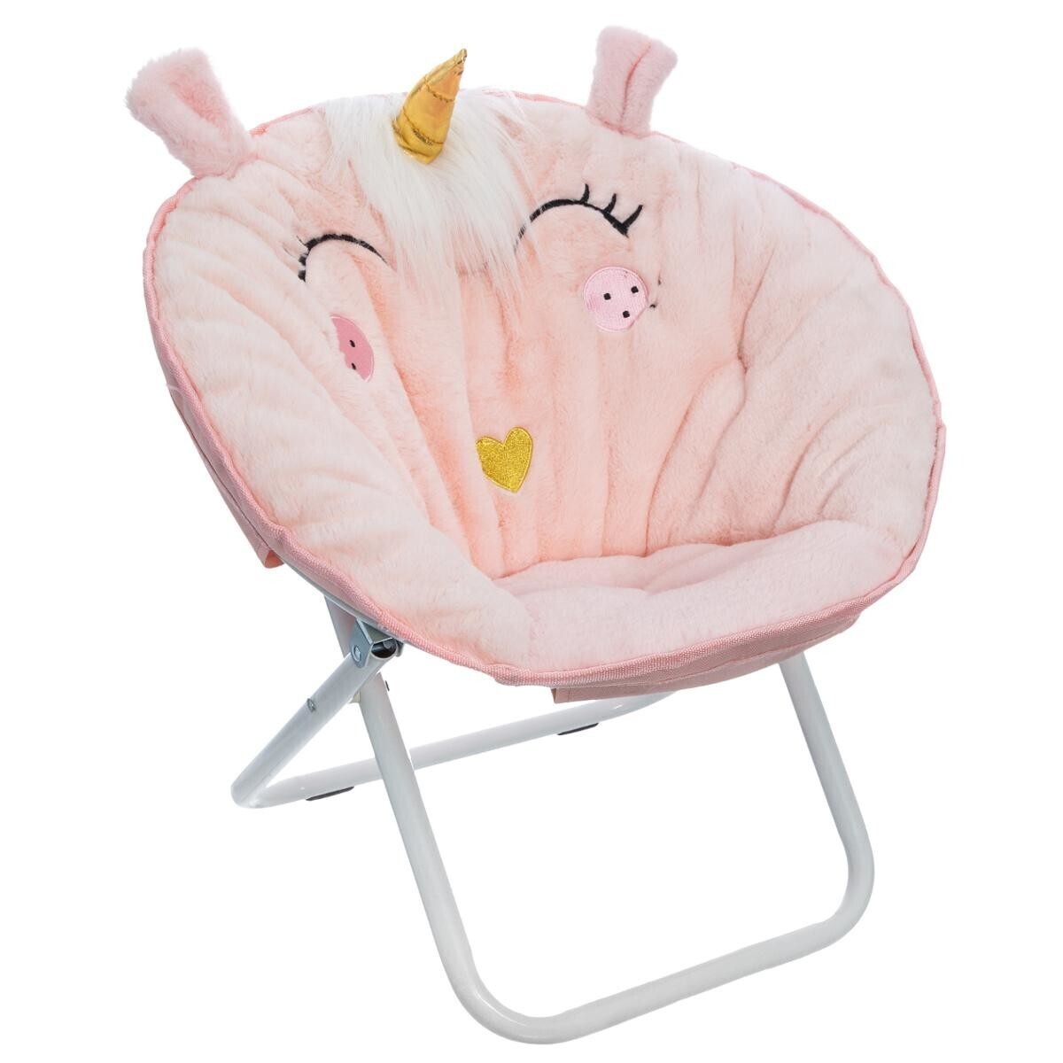 Folding kids armchair "Unicorn" Light pink