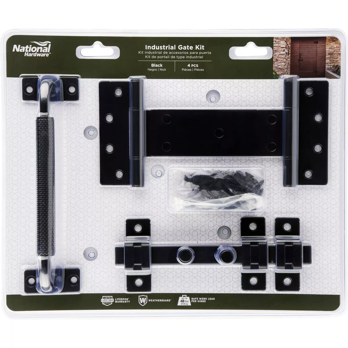 National Hardware 4-Piece Black Industrial Gate Kit