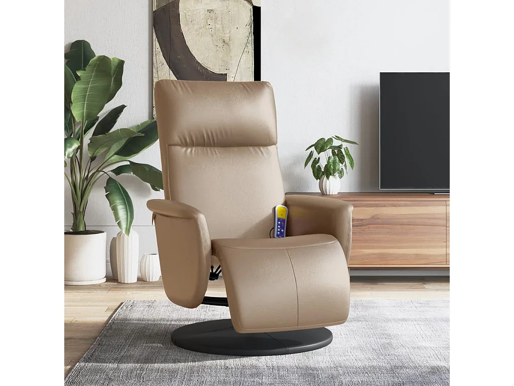 Fauteuil inclinable-Fauteuil de massage repose-pieds cappuccino SHL3866