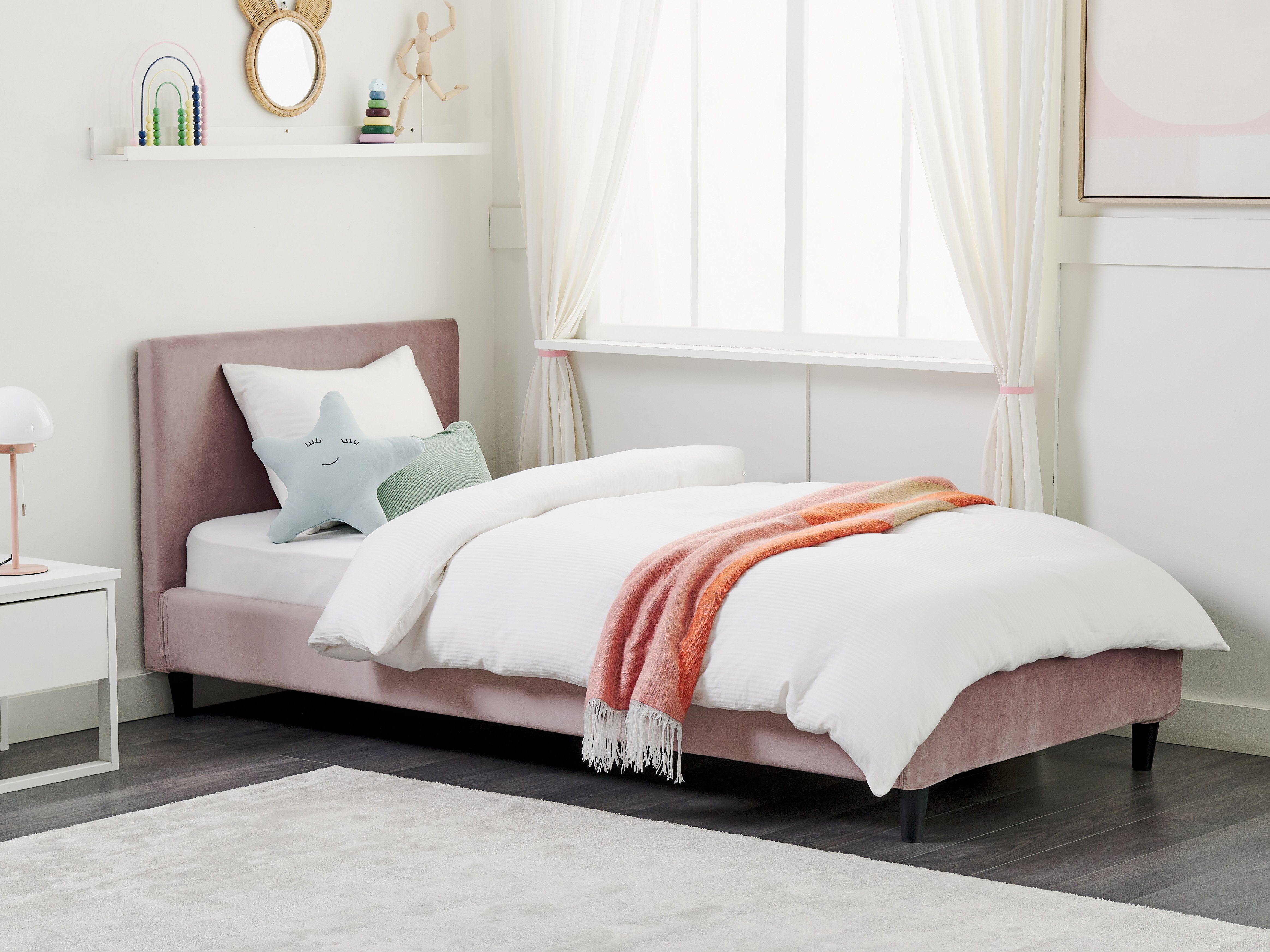 Bed Velvet FITOU 90 x 200 cm (EU Single) Pink