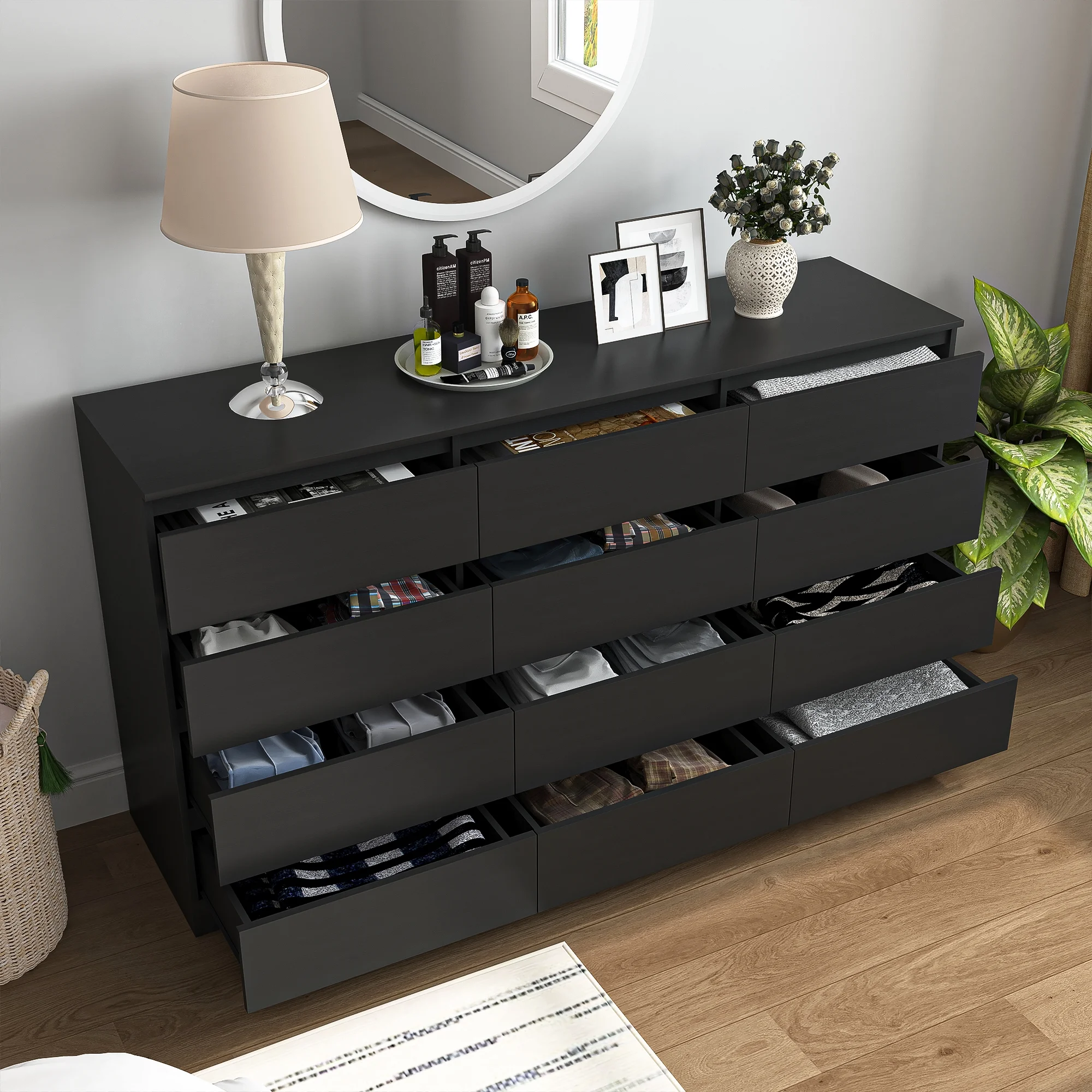 Kadyn White Chest of Drawer, 6 Double Drawer Dresser for Bedroom, Modern Storage Cabinet for Living Room, Dresser - Image 85