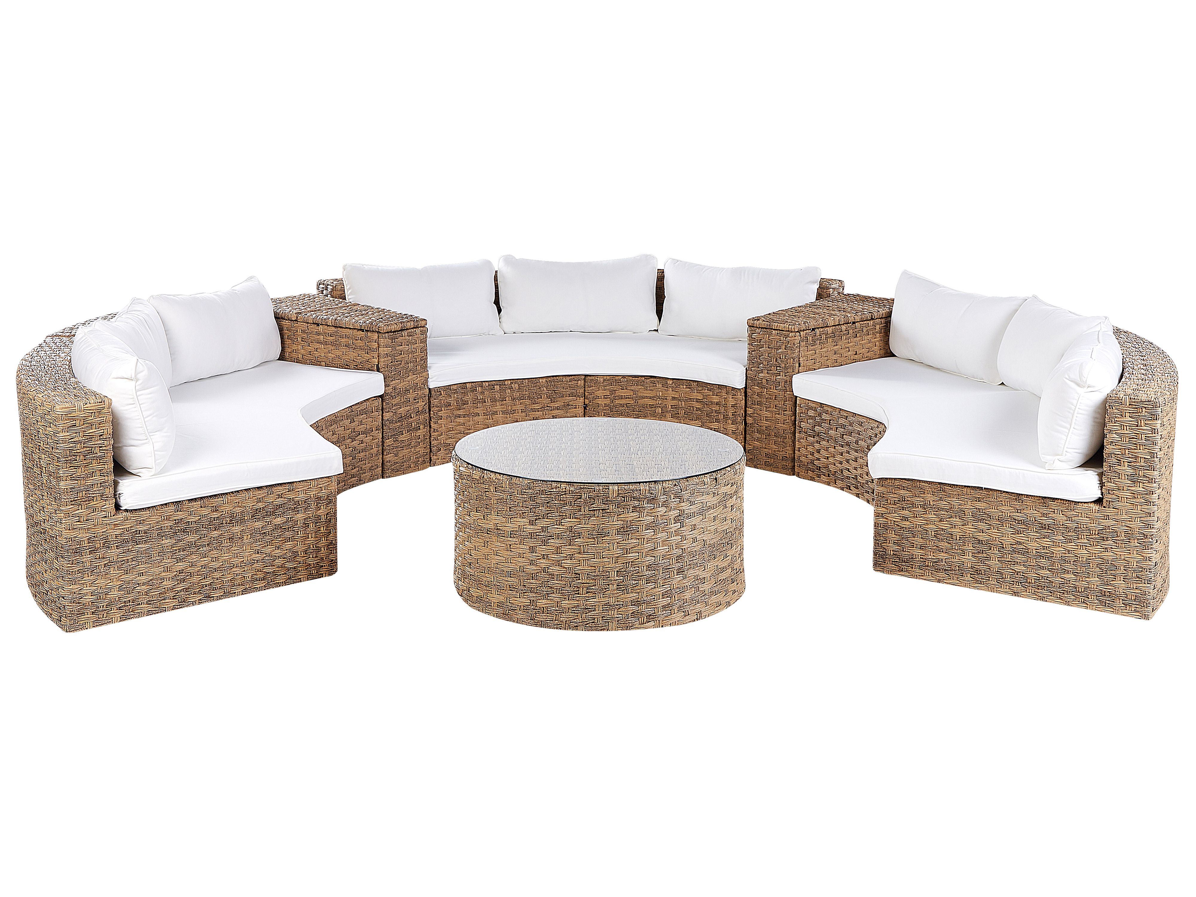 Garden Lounge Set with Table 9 Seater SEVERO PE Rattan Golden Brown