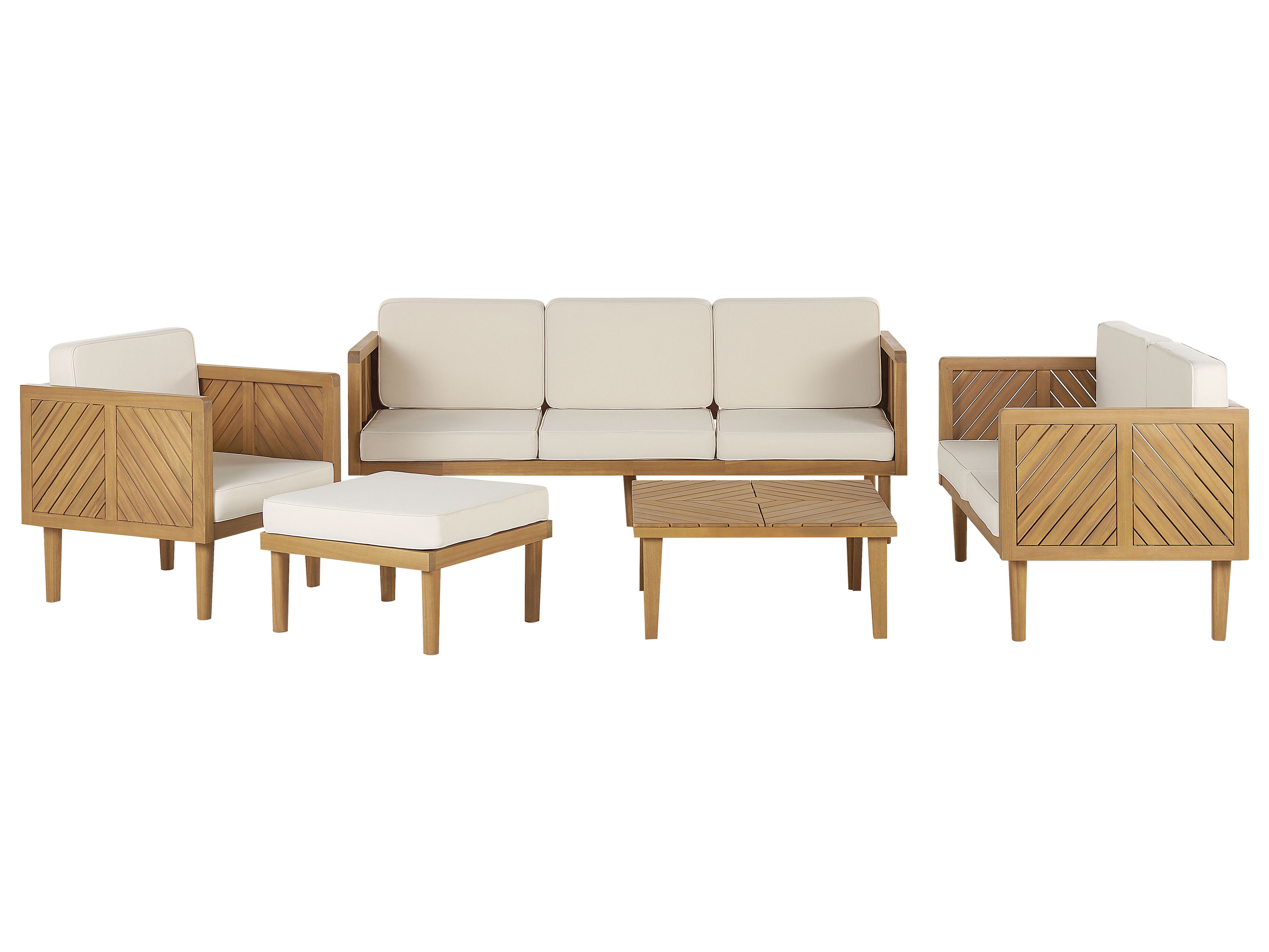 Garden Lounge Set with Table and Ottoman 6 Seater BARATTI Acacia Wood Brown