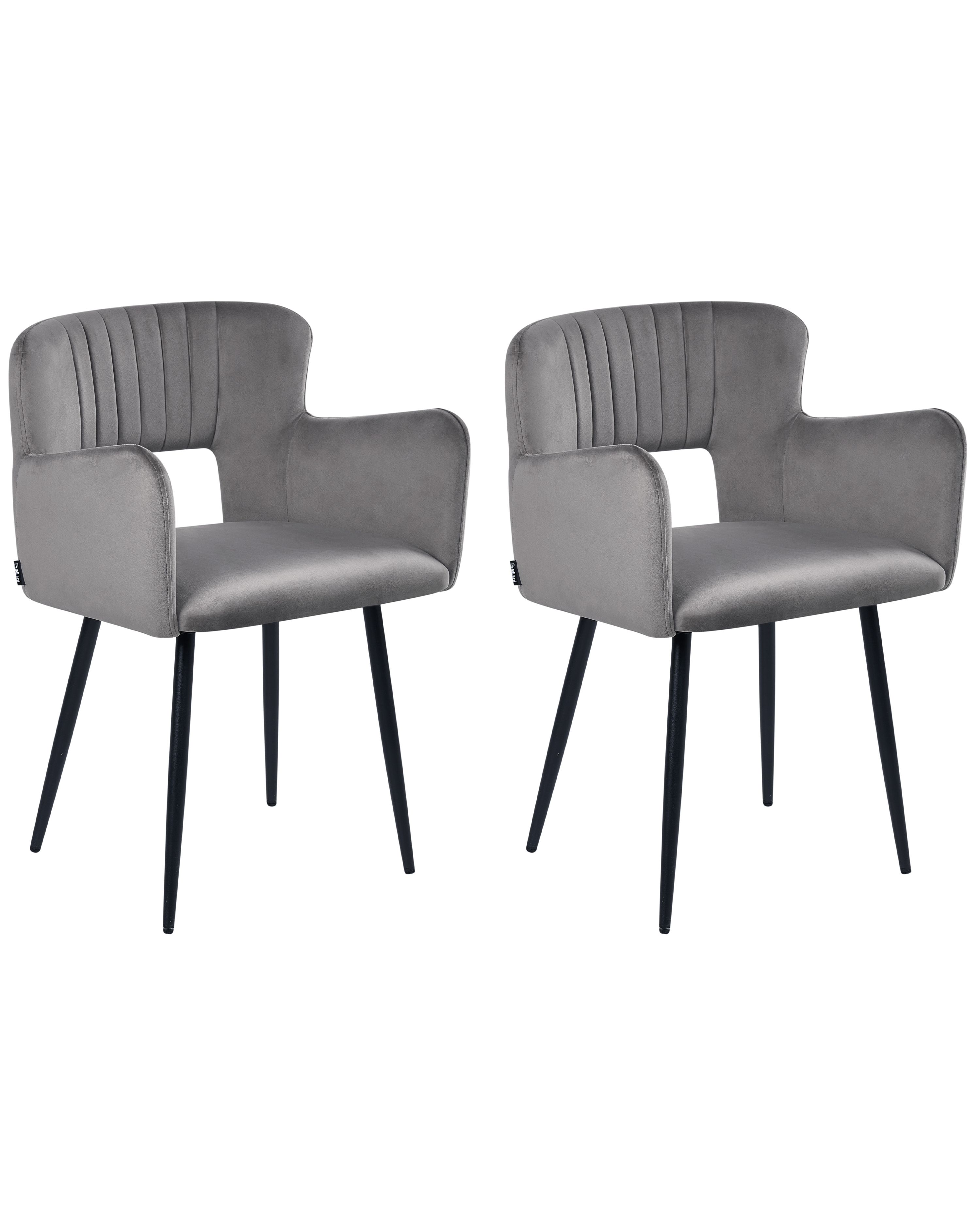 Set of 2 Dining Chairs SANILAC Velvet Grey