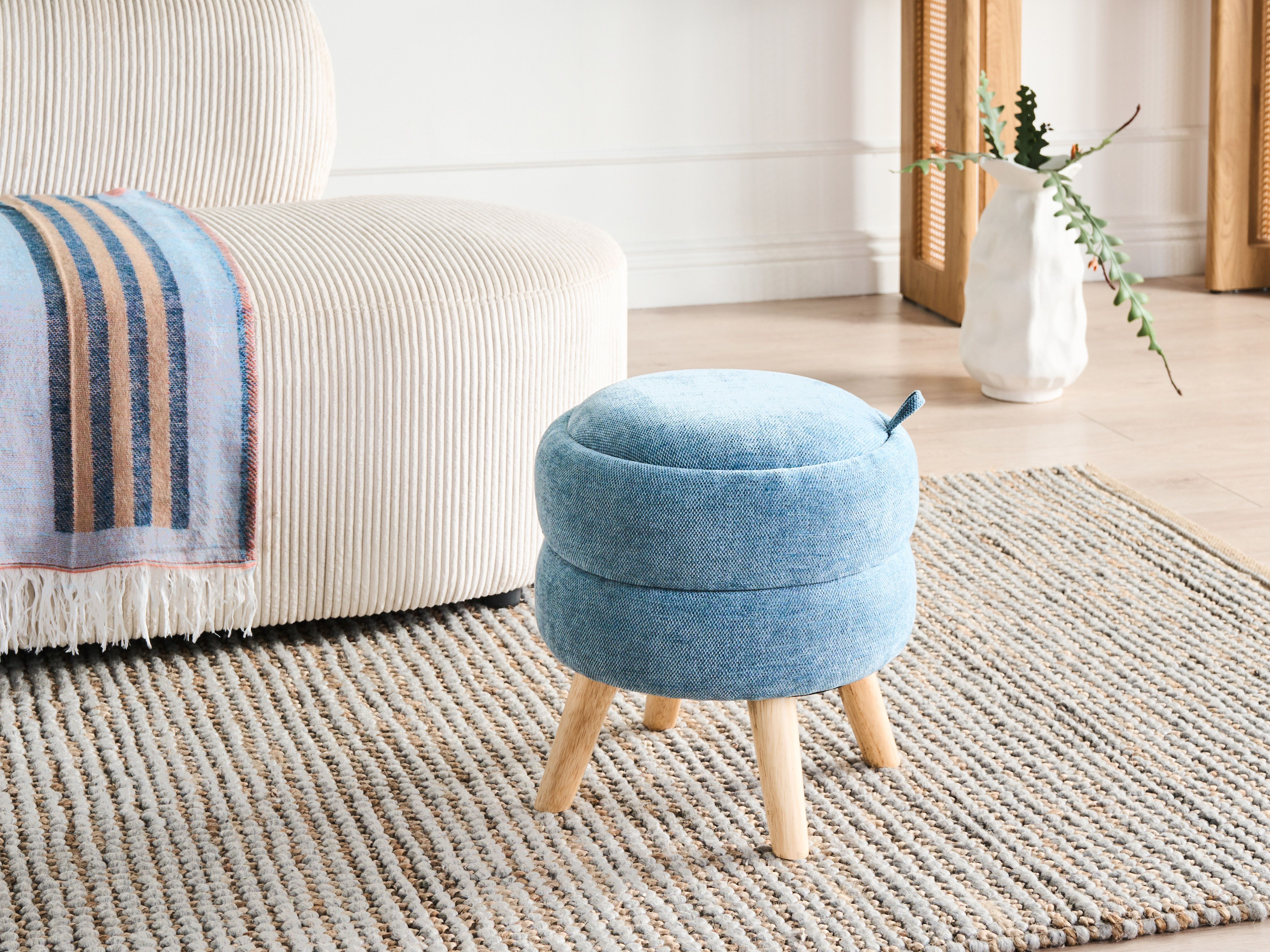 Storage Pouffe HAWLEY Chenille Blue