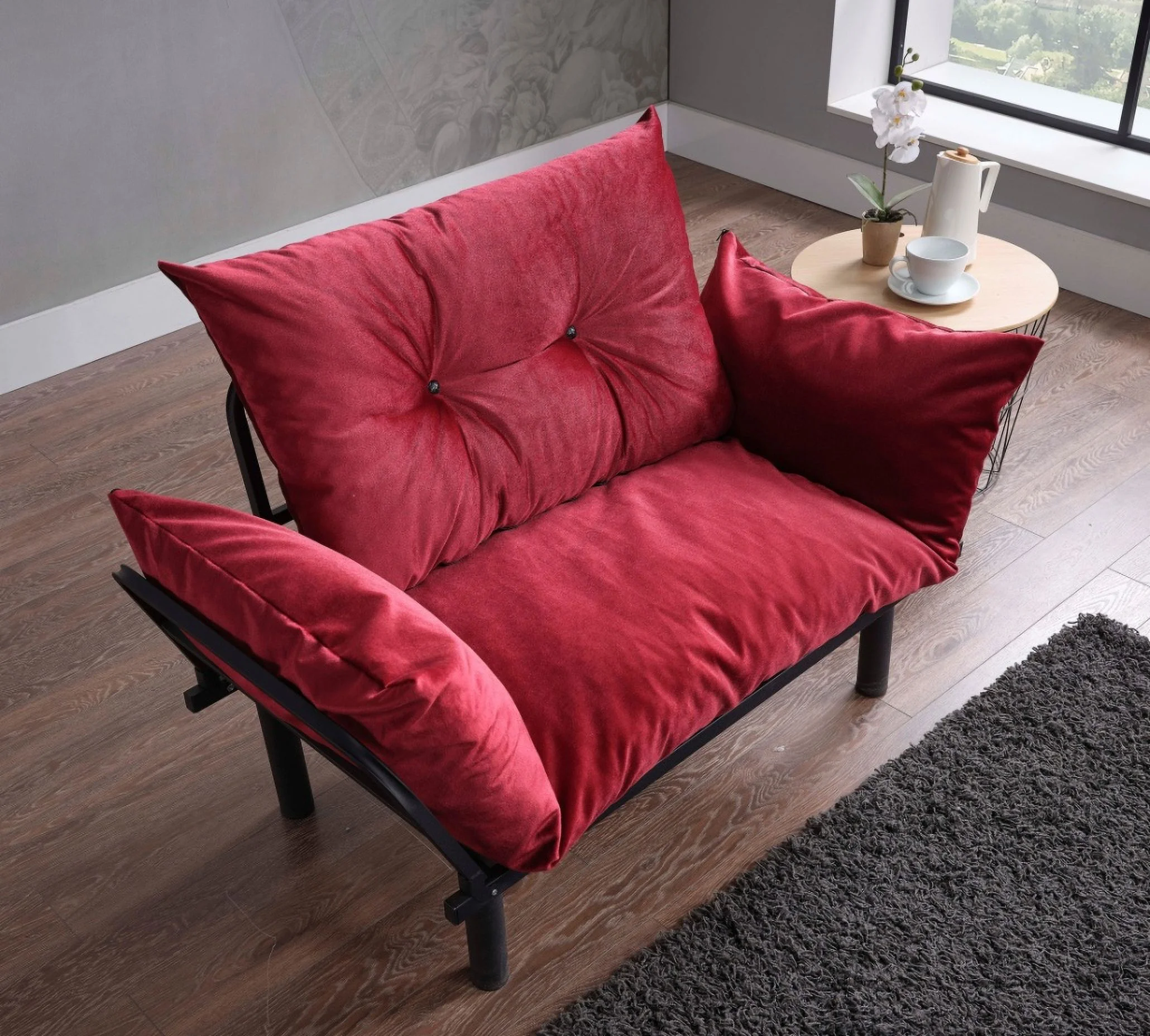 JINS&VICO Futon Love Seats with Adjustable Backrest, 2 Seat Convertible Sofa for Living Room, Small Space, Offices, Dorm, Studio,Sofa Chair(Pink) - Image 50