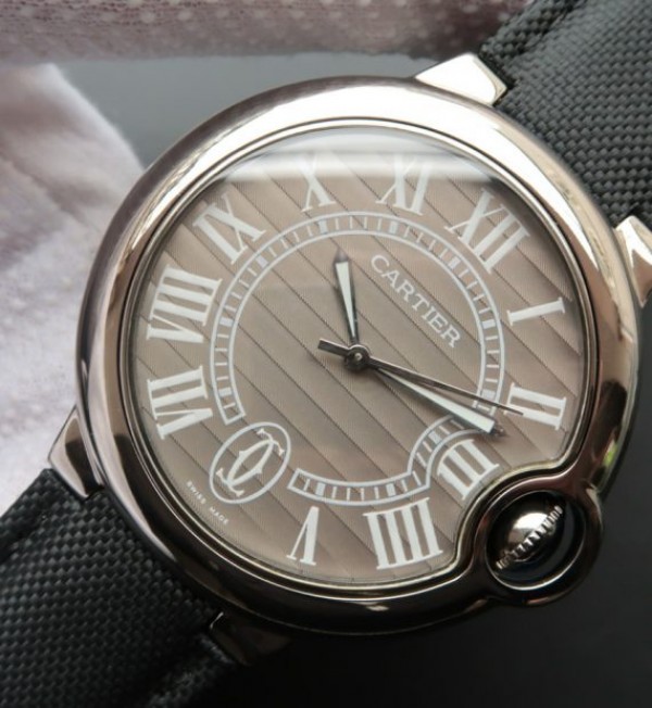Replica Cartier Ballon Bleu XL 46mm SS Gray Dial Nylon Strap ETA 2824 - Elite Watch Atelier