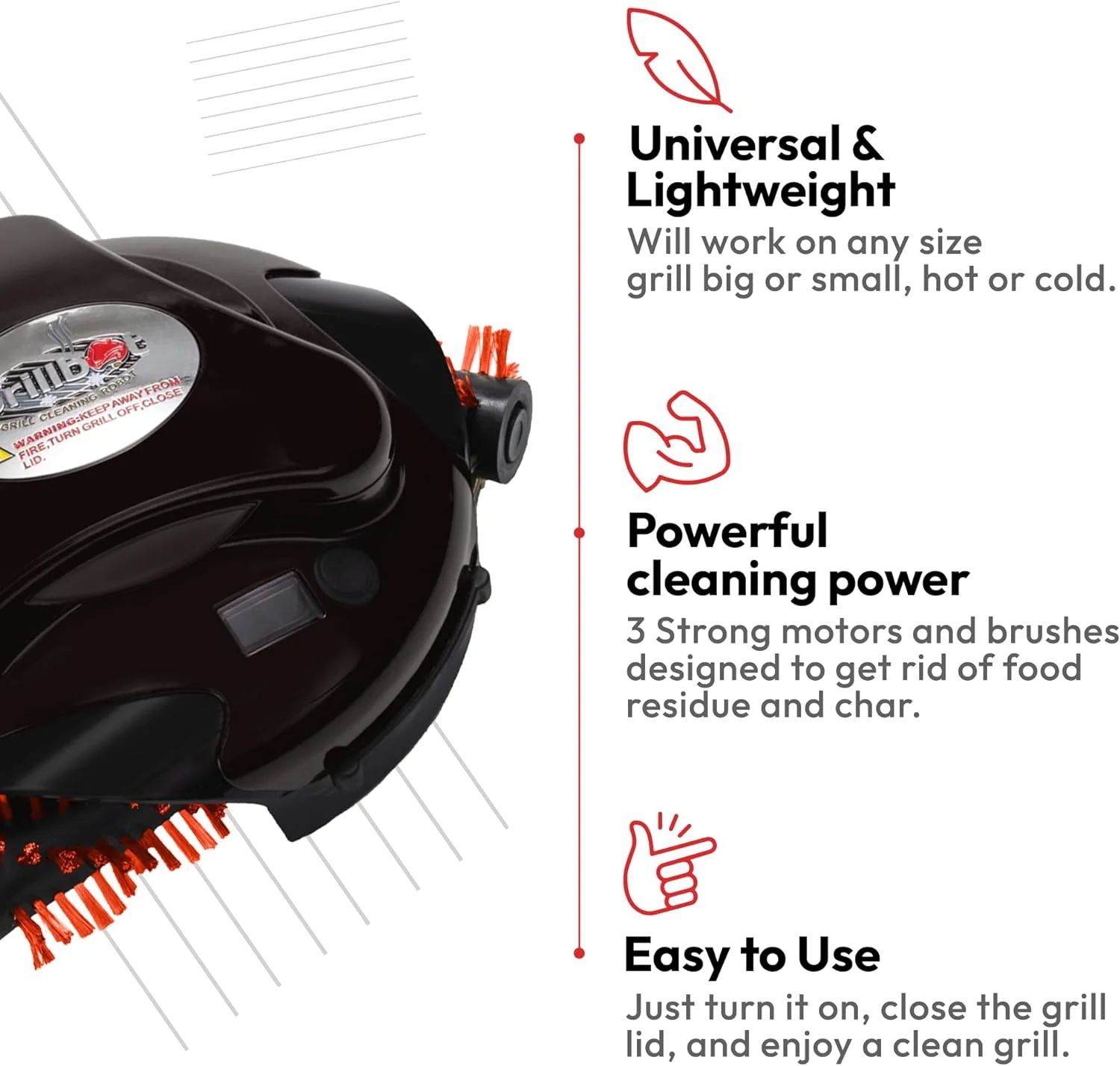 Grillbot Automatic Grill Cleaning Robot With Nylon Brushes, Black, Carry Case - Image 6 Grillbot Automatic Grill Cleaning Robot With Nylon Brushes, Black, Carry Case - Image 6
