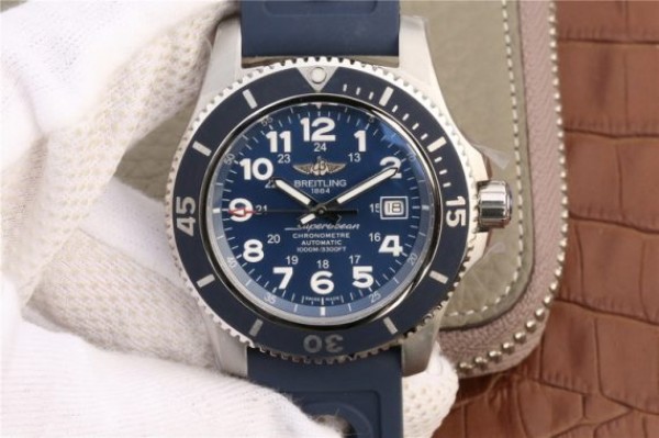 Replica Breitling SuperOcean  II 44mm GF Blue Dial Blue Rubber Strap A2824 - Top club