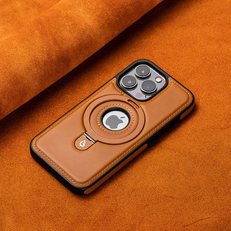 Premium PU-Leer Magnetisch Hoesje voor iPhone 12, 13, 14 met Ingebouwde Ringstandaard en Draadloos Opladen